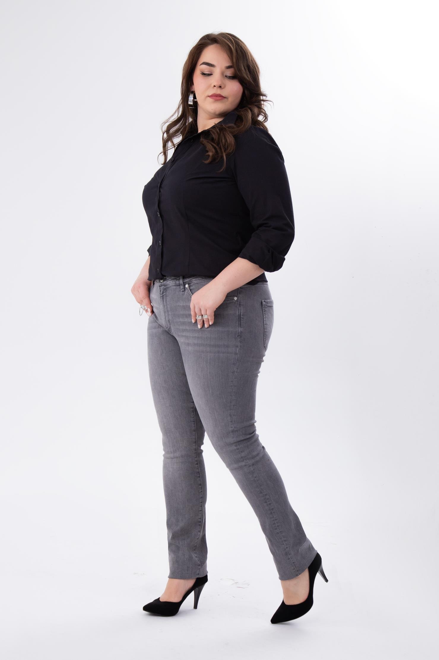 Büyük Beden 210100 Denim Apntolon  Gri