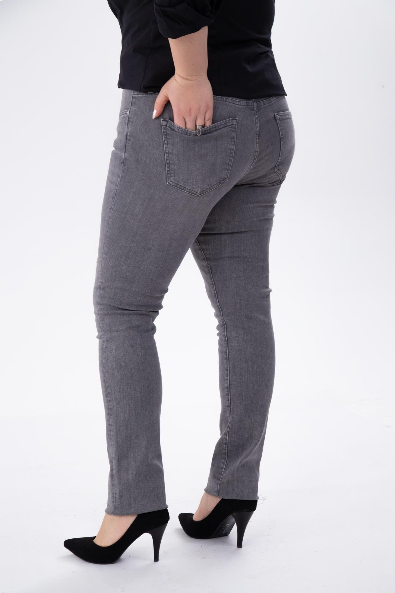 Büyük Beden 210100 Denim Apntolon  Gri