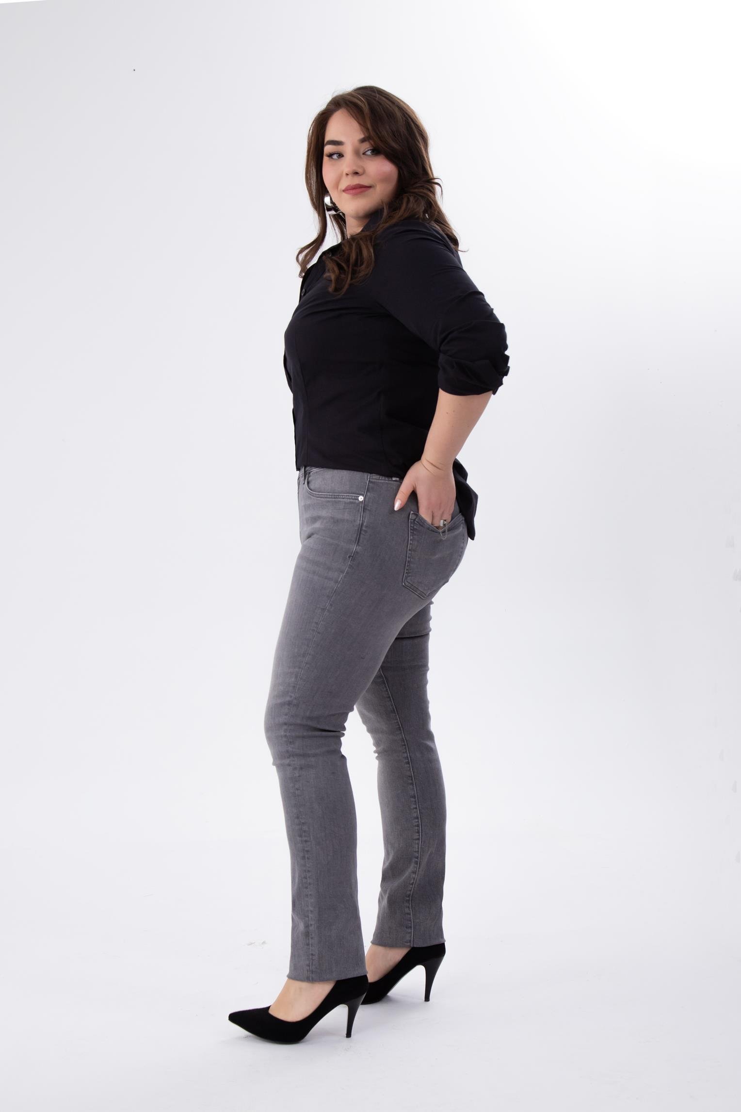 Büyük Beden 210100 Denim Apntolon  Gri