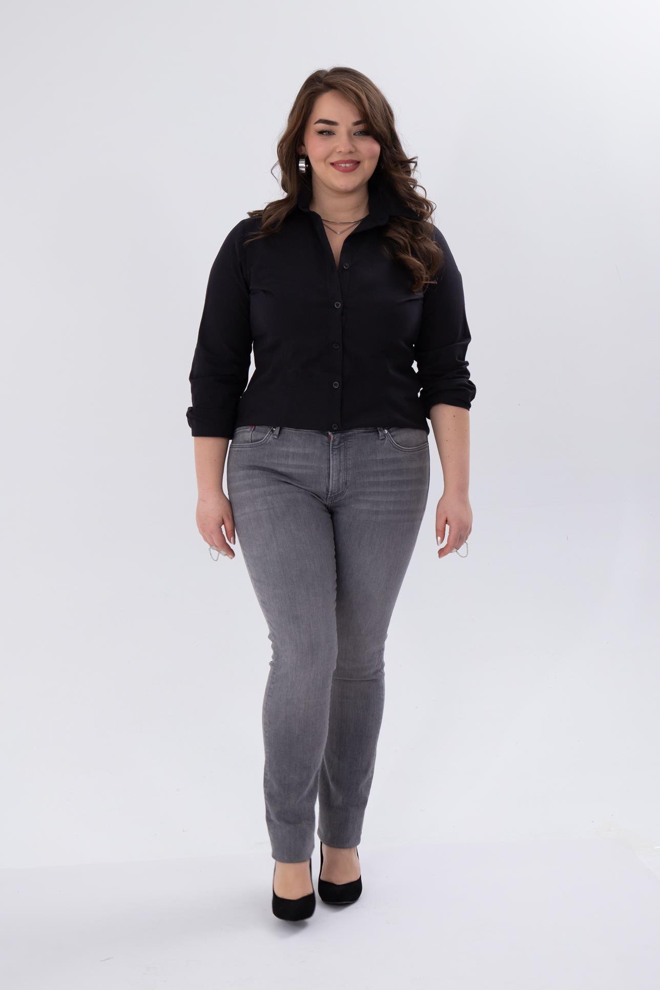 Büyük Beden 210100 Denim Apntolon  Gri