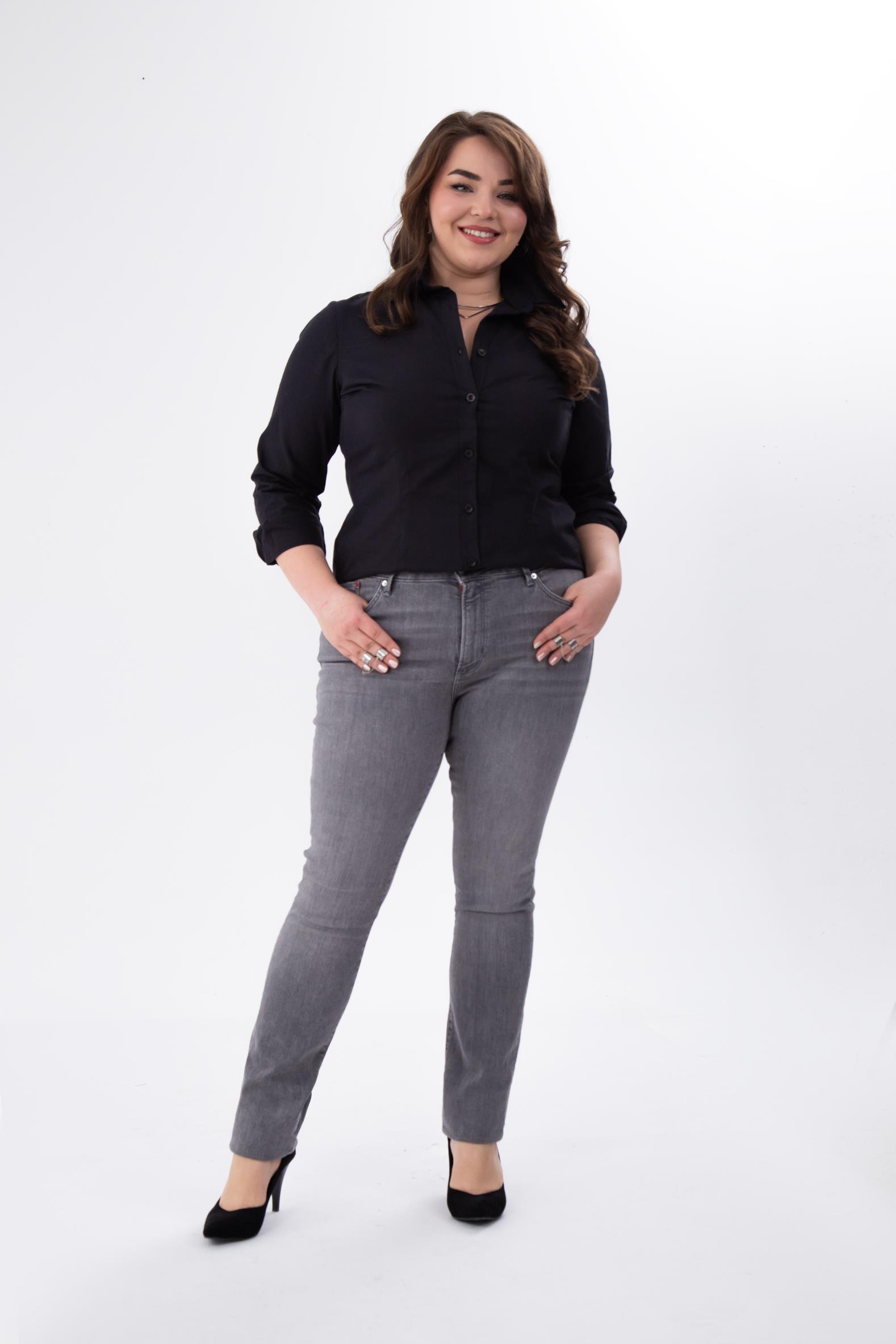 Büyük Beden 210100 Denim Apntolon  Gri