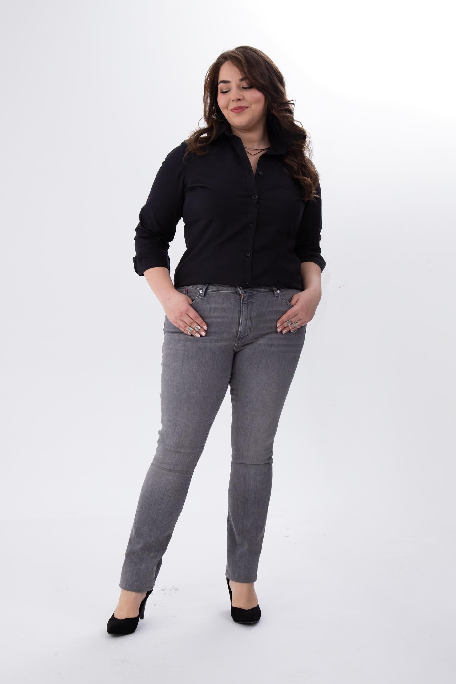 Büyük Beden 210100 Denim Apntolon  Gri