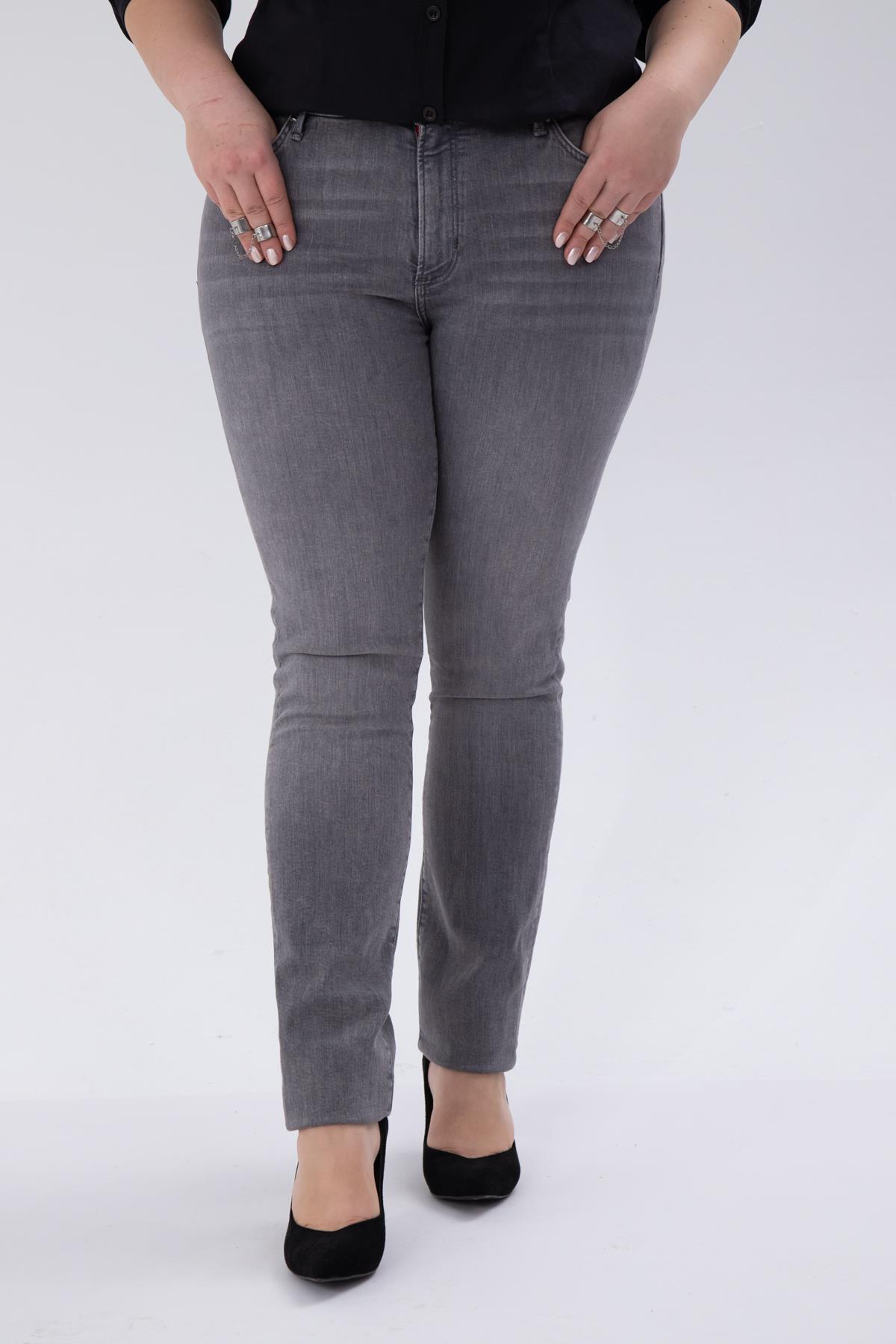 Büyük Beden 210100 Denim Apntolon  Gri