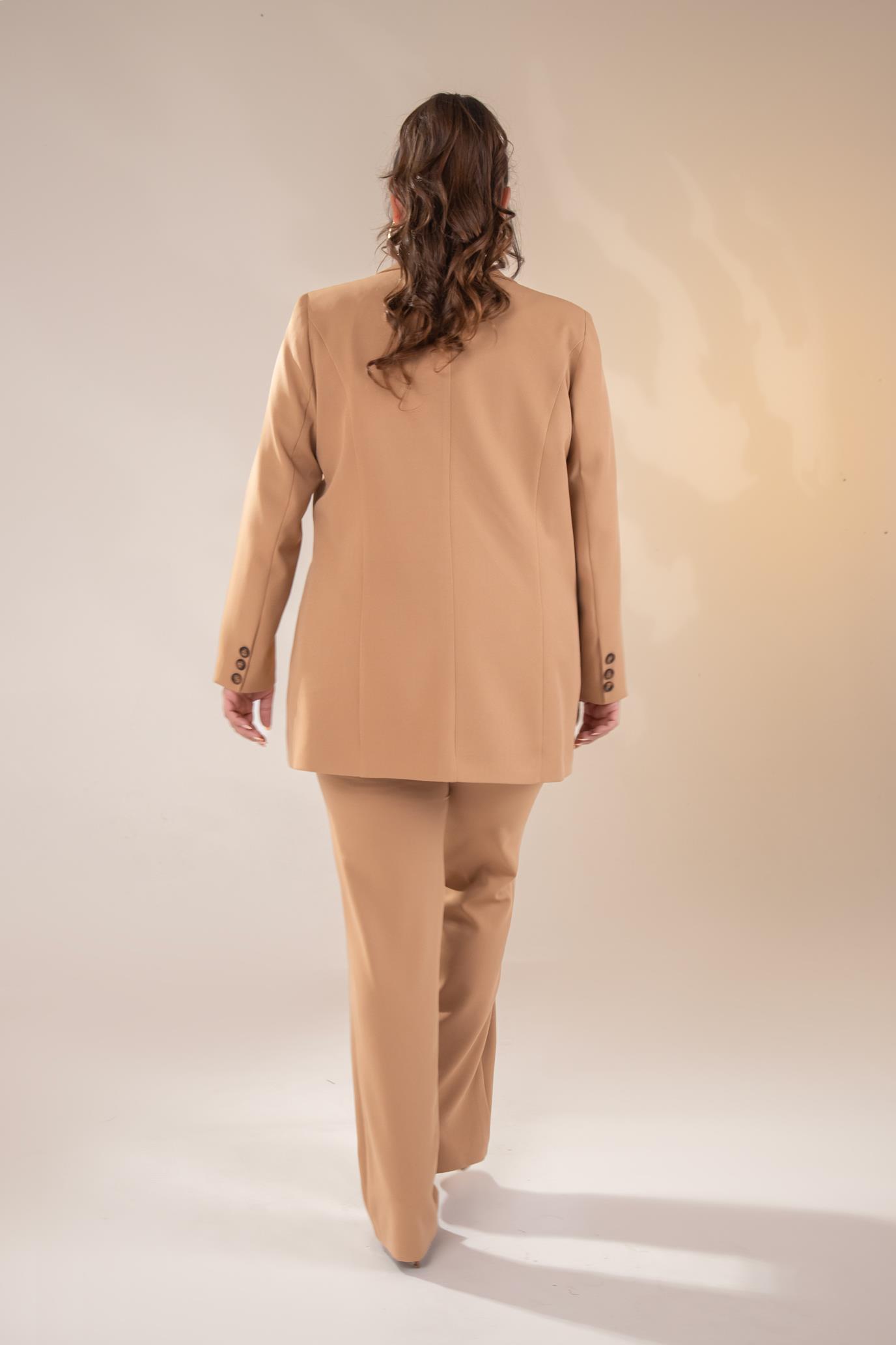 Büyük Beden 2230014 Cep Detaylı Blazer Ceket  Camel