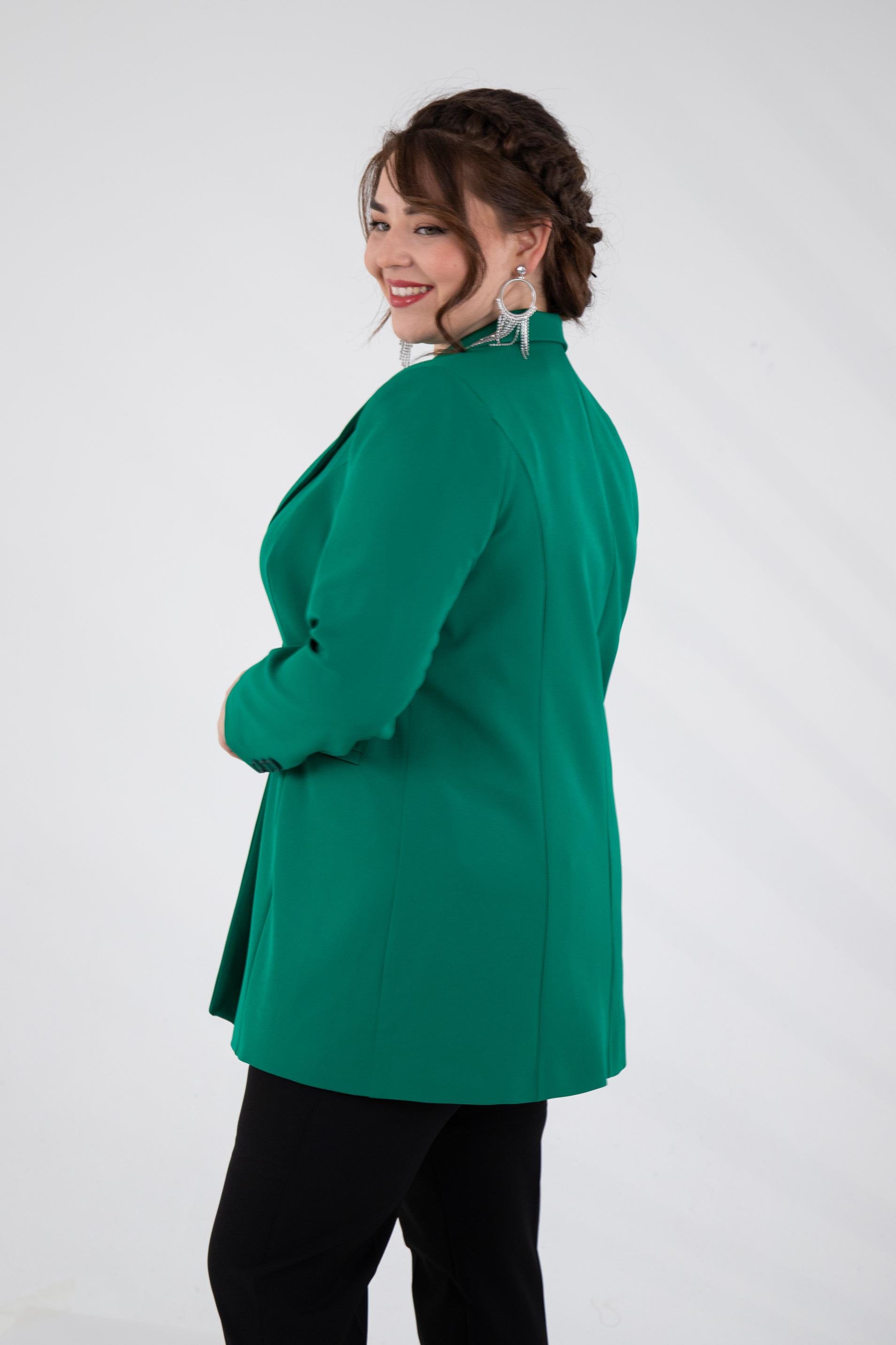 Büyük Beden 2230015 Cep Fermuarlı Blazer Ceket  Yeşil