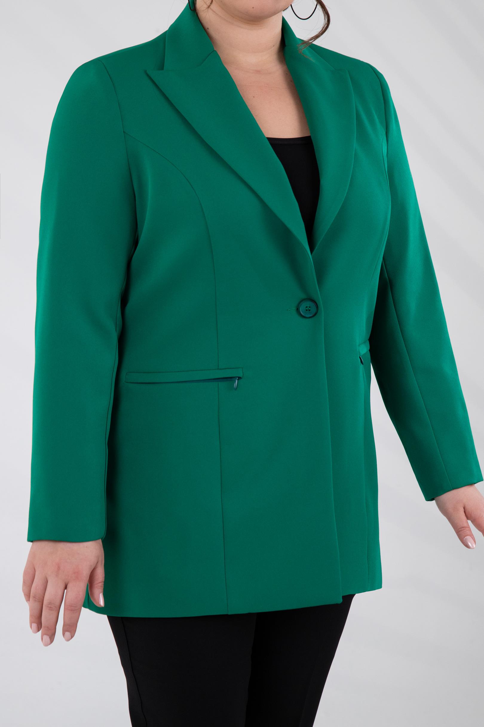 Büyük Beden 2230015 Cep Fermuarlı Blazer Ceket  Yeşil