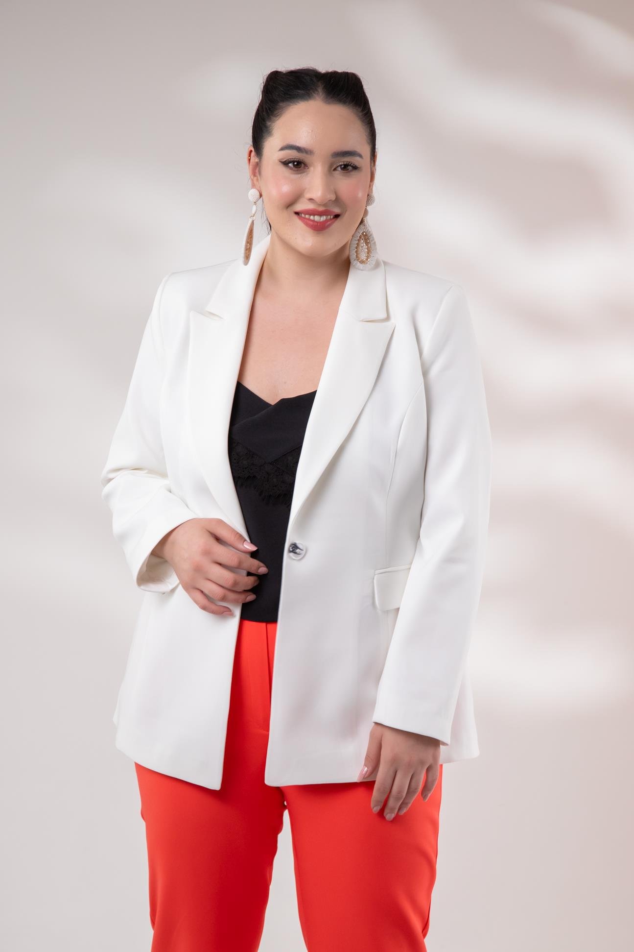 Büyük Beden 2234736 Blazer Ceket  Beyaz