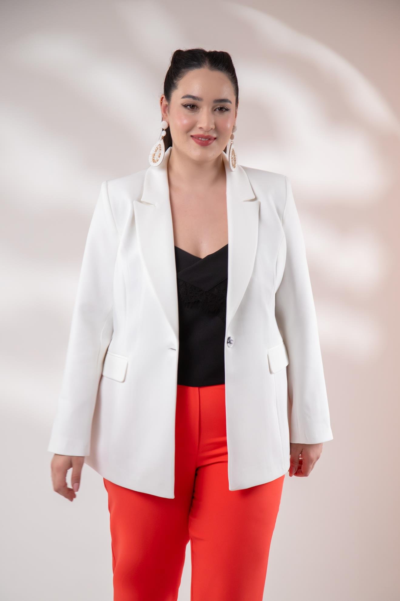 Büyük Beden 2234736 Blazer Ceket  Beyaz