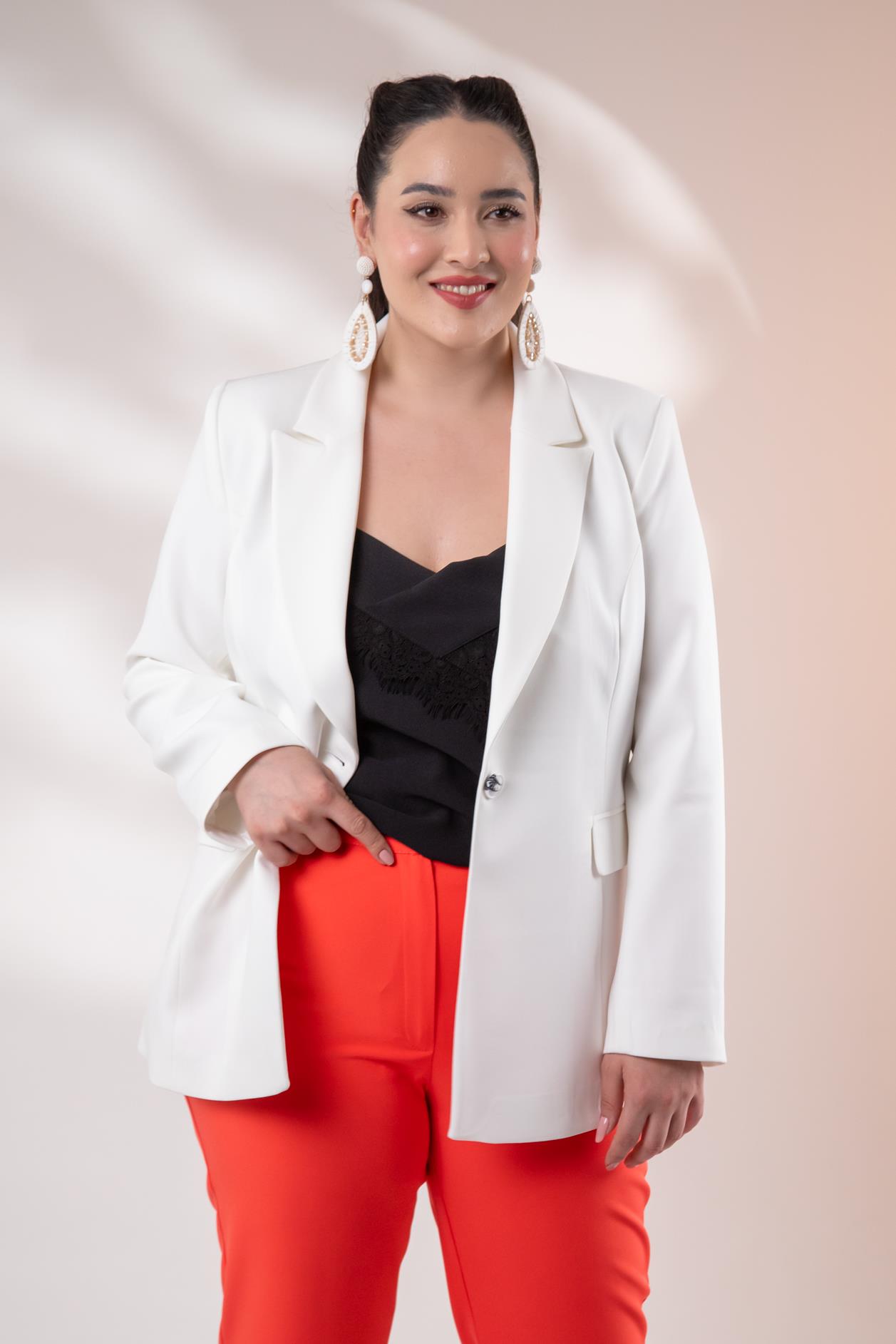 Büyük Beden 2234736 Blazer Ceket  Beyaz