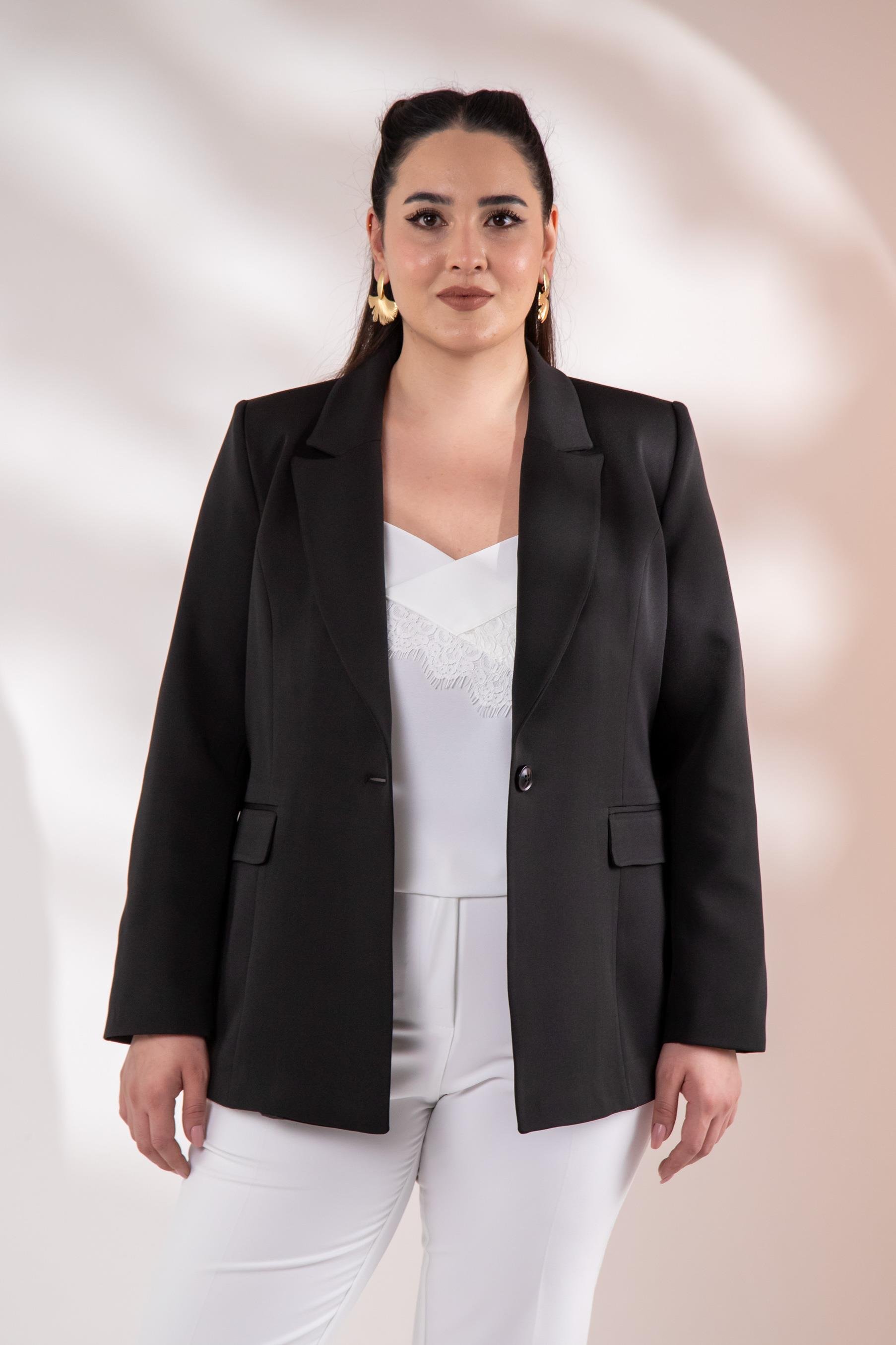 Büyük Beden 2234736 Blazer Ceket  Siyah