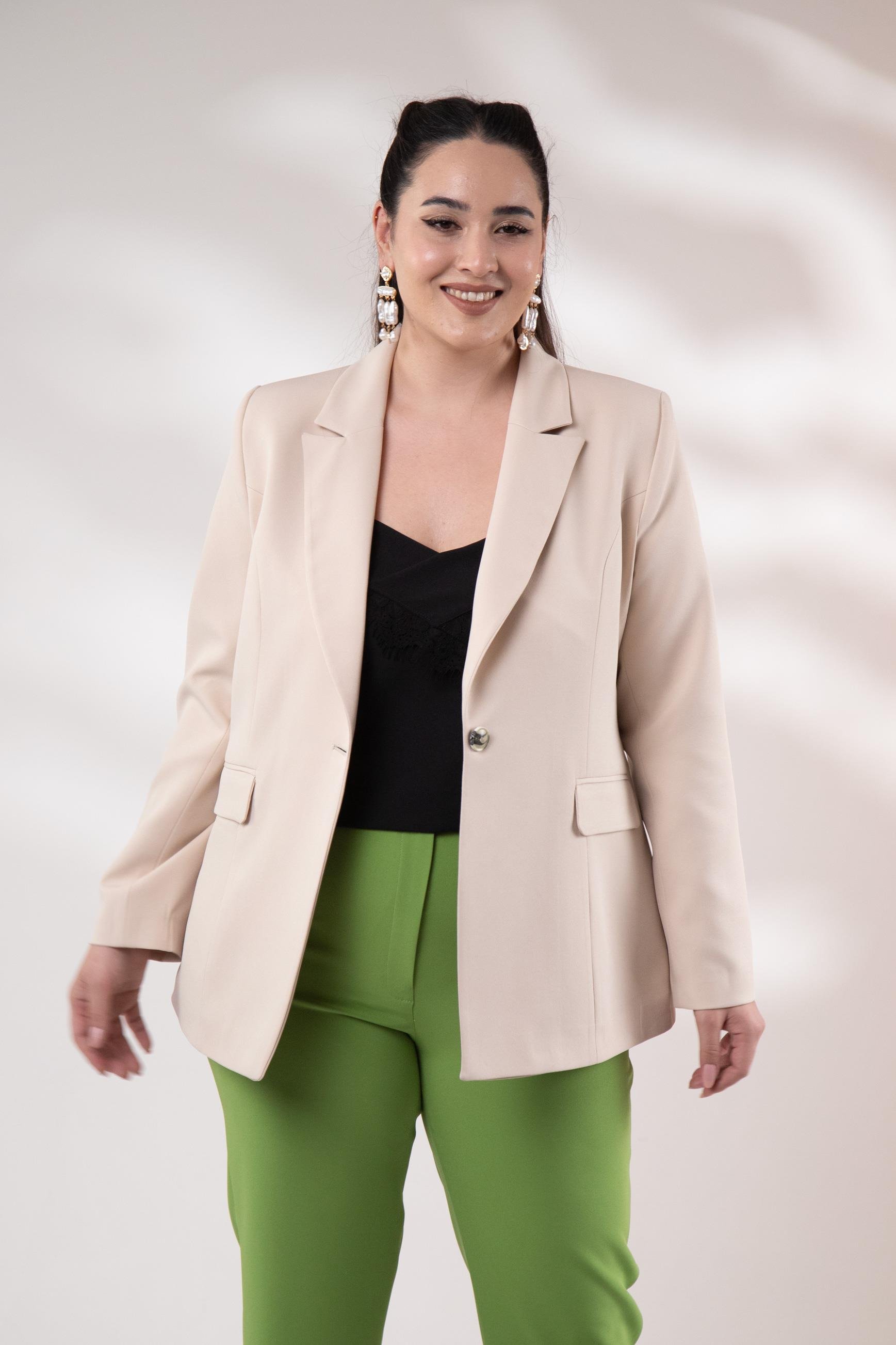 Büyük Beden 2234736 Blazer Ceket  Taş