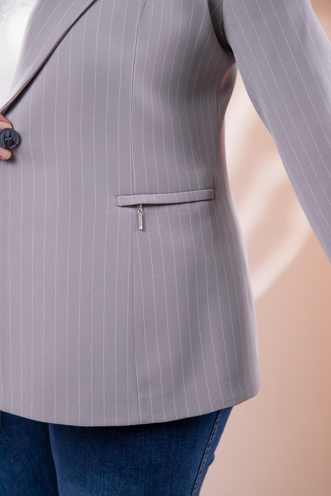 Büyük Beden 2234741 Çizgili Blazer Ceket  Gri