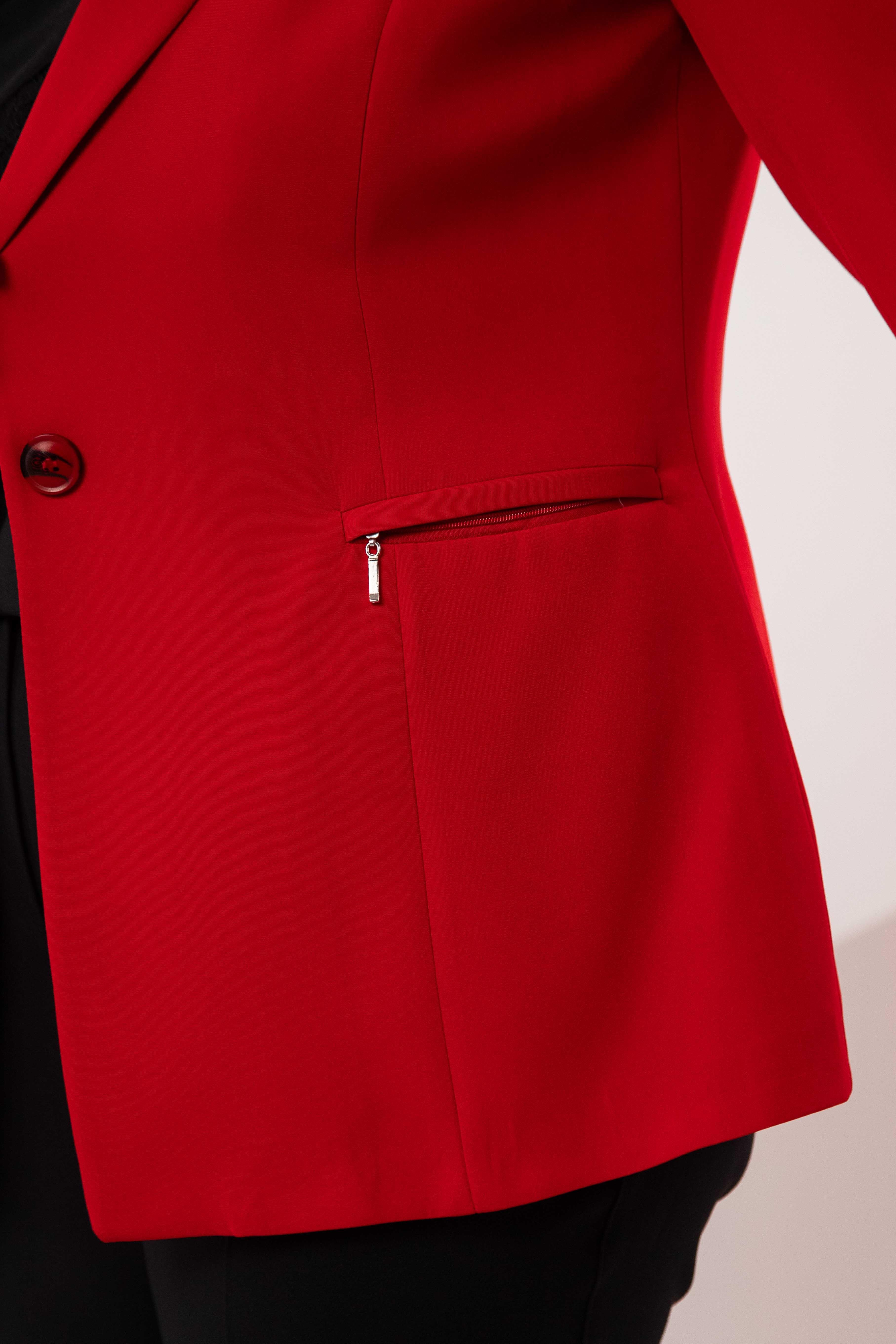 Büyük Beden 2234742 Cep Fermuarlı Blazer Ceket  Kırmızı