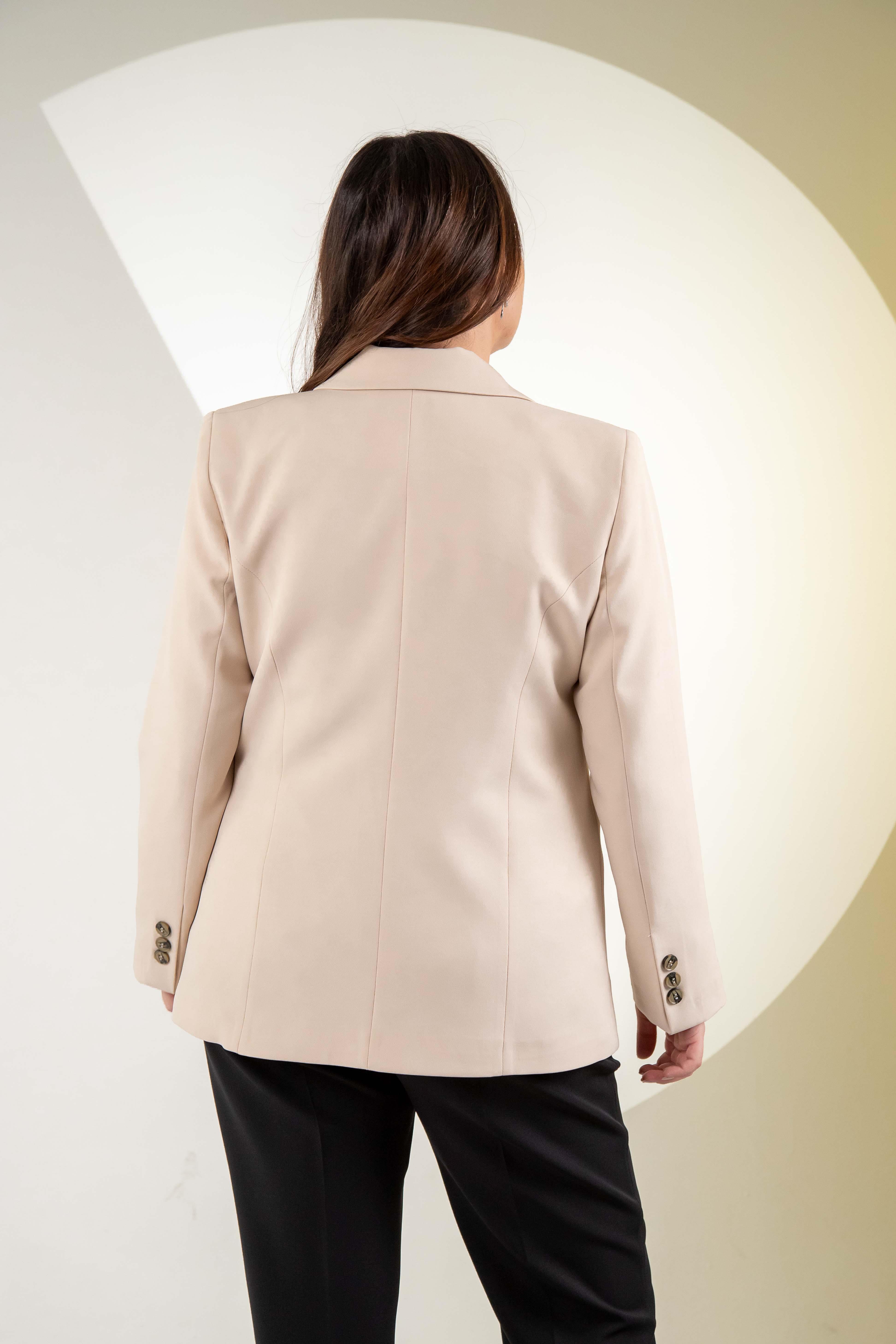 Büyük Beden 2234742 Cep Fermuarlı Blazer Ceket  Taş