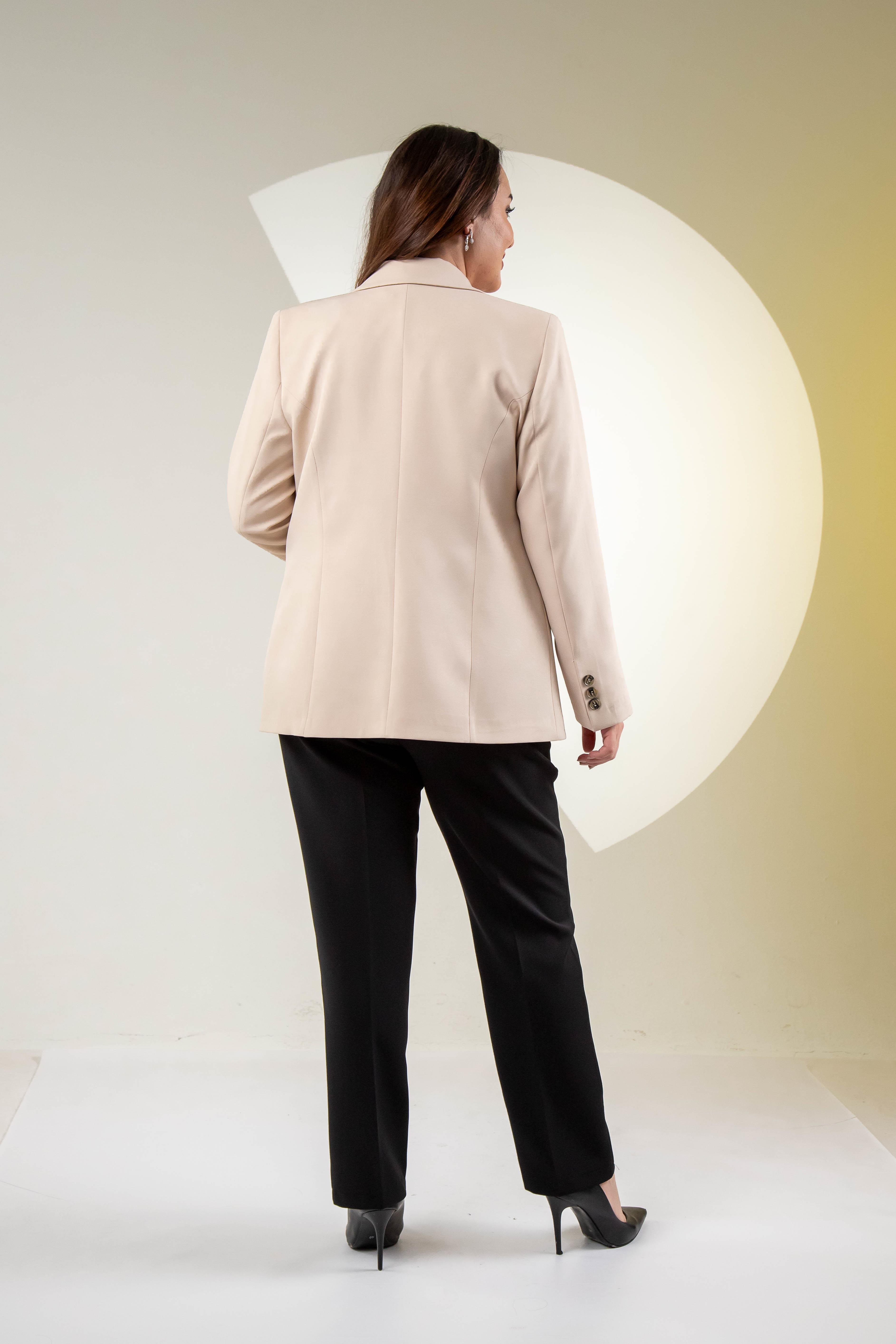 Büyük Beden 2234742 Cep Fermuarlı Blazer Ceket  Taş