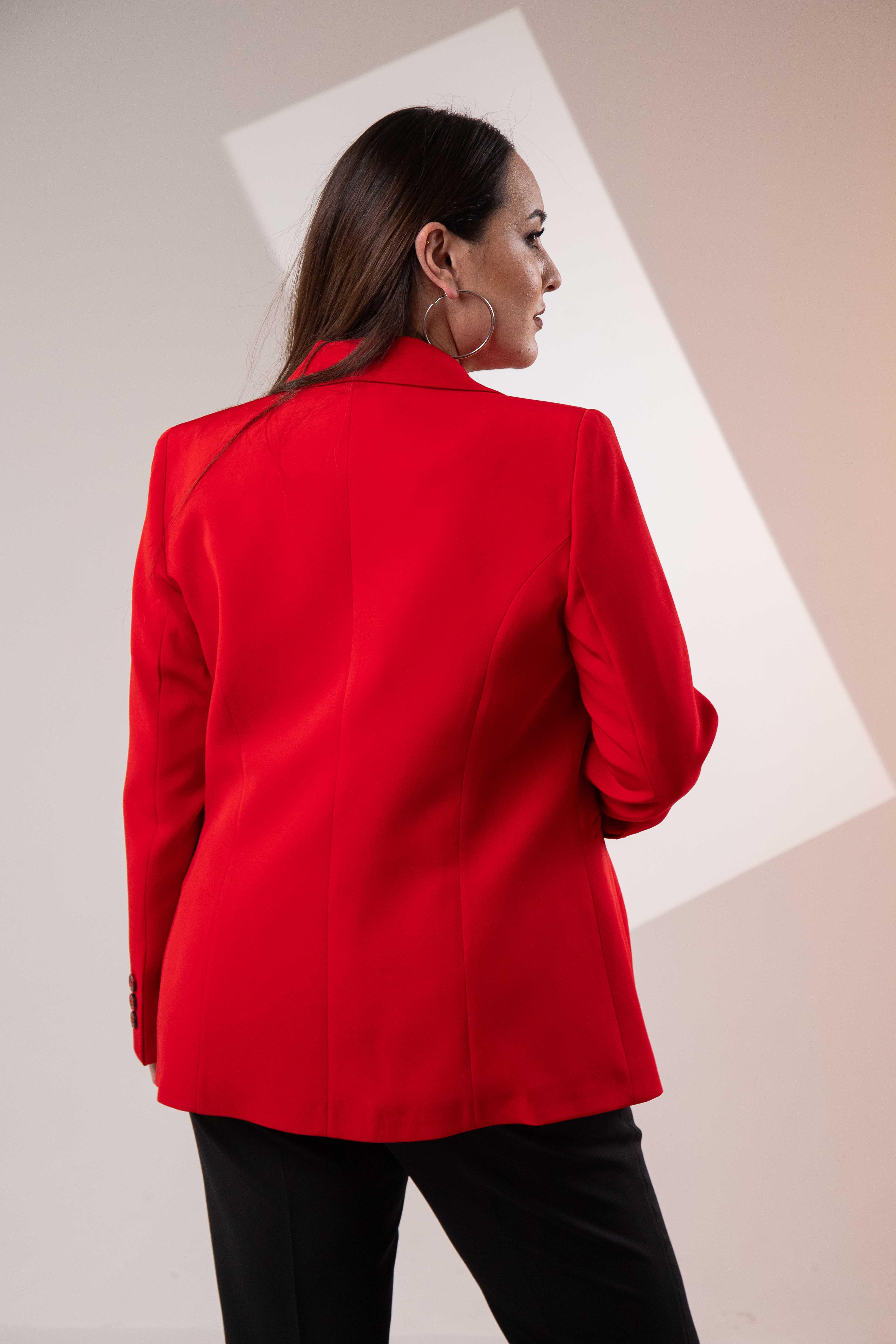 Büyük Beden 2234742 Cep Fermuarlı Blazer Ceket  Kırmızı