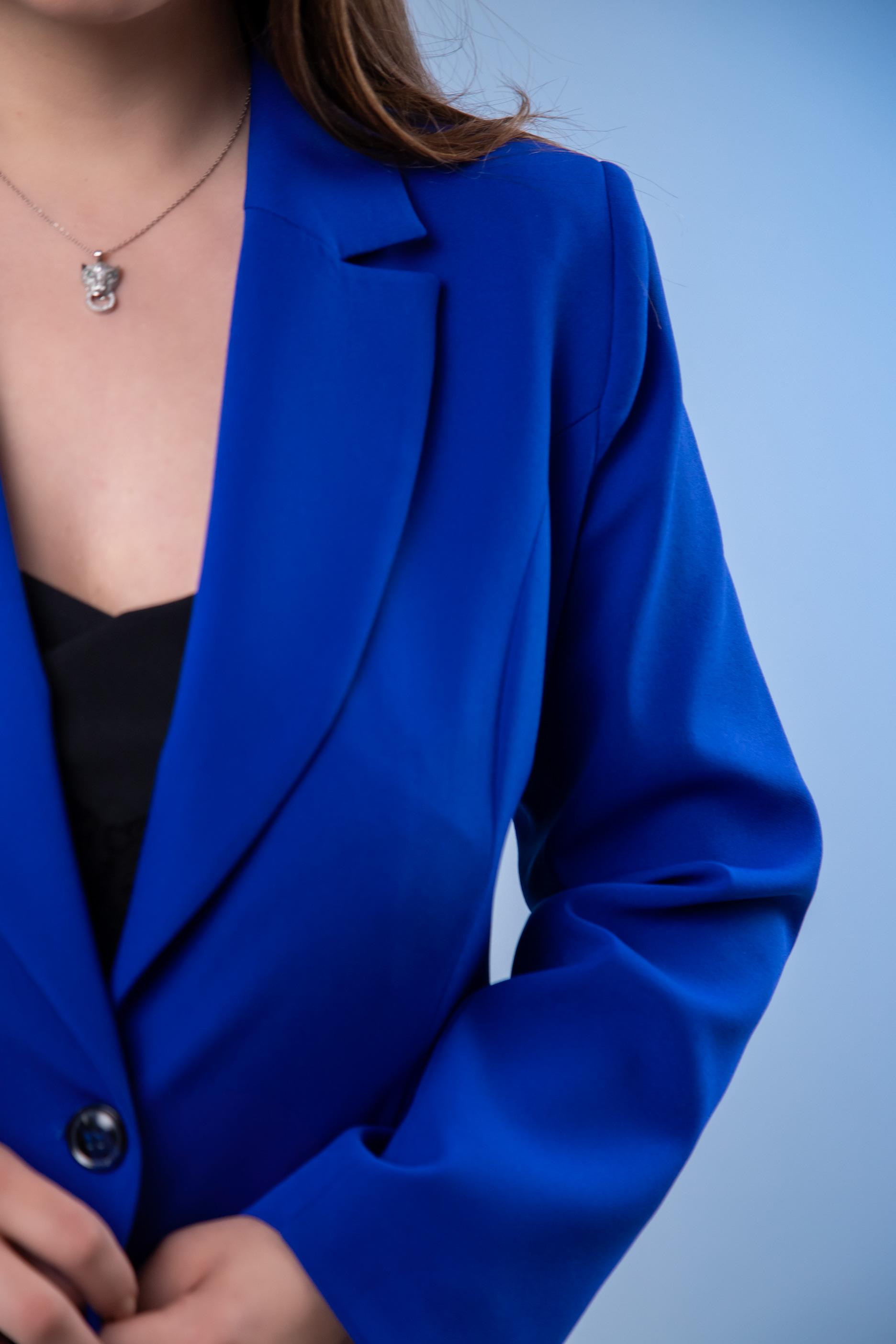 Büyük Beden 2234742 Cep Fermuarlı Blazer Ceket  Saks