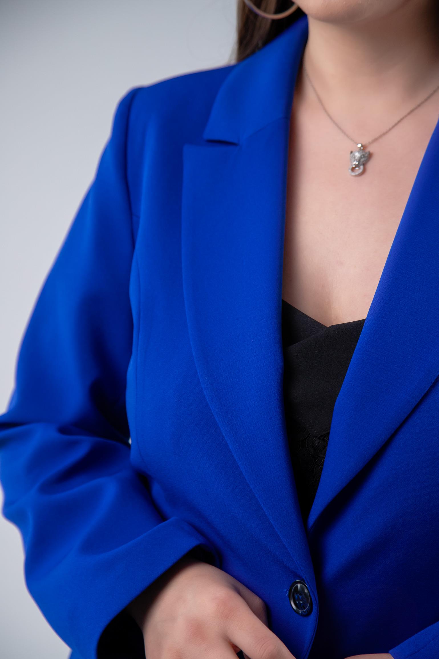 Büyük Beden 2234742 Cep Fermuarlı Blazer Ceket  Saks