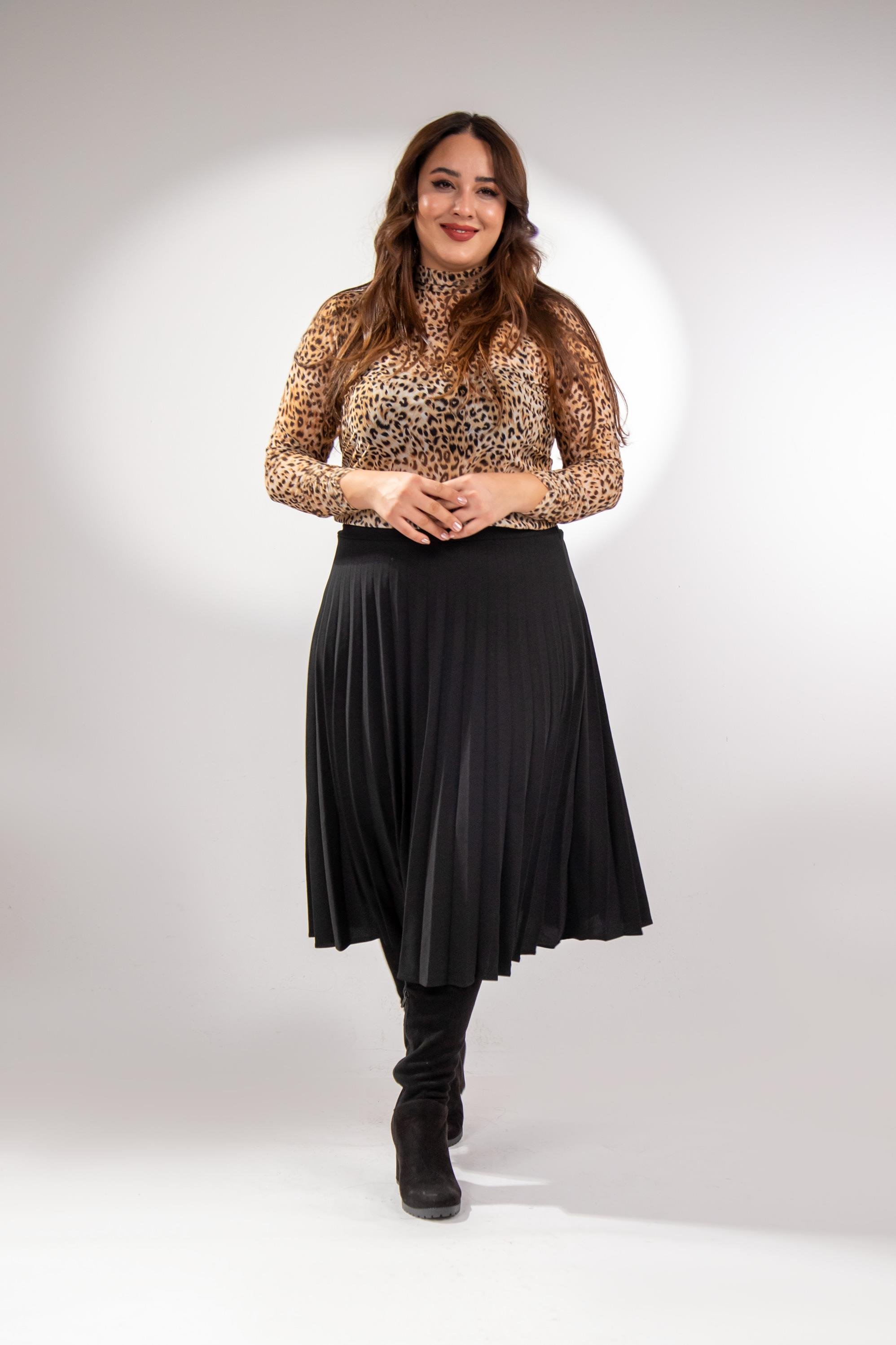 Büyük Beden 2237000 Pliseli Etek Siyah