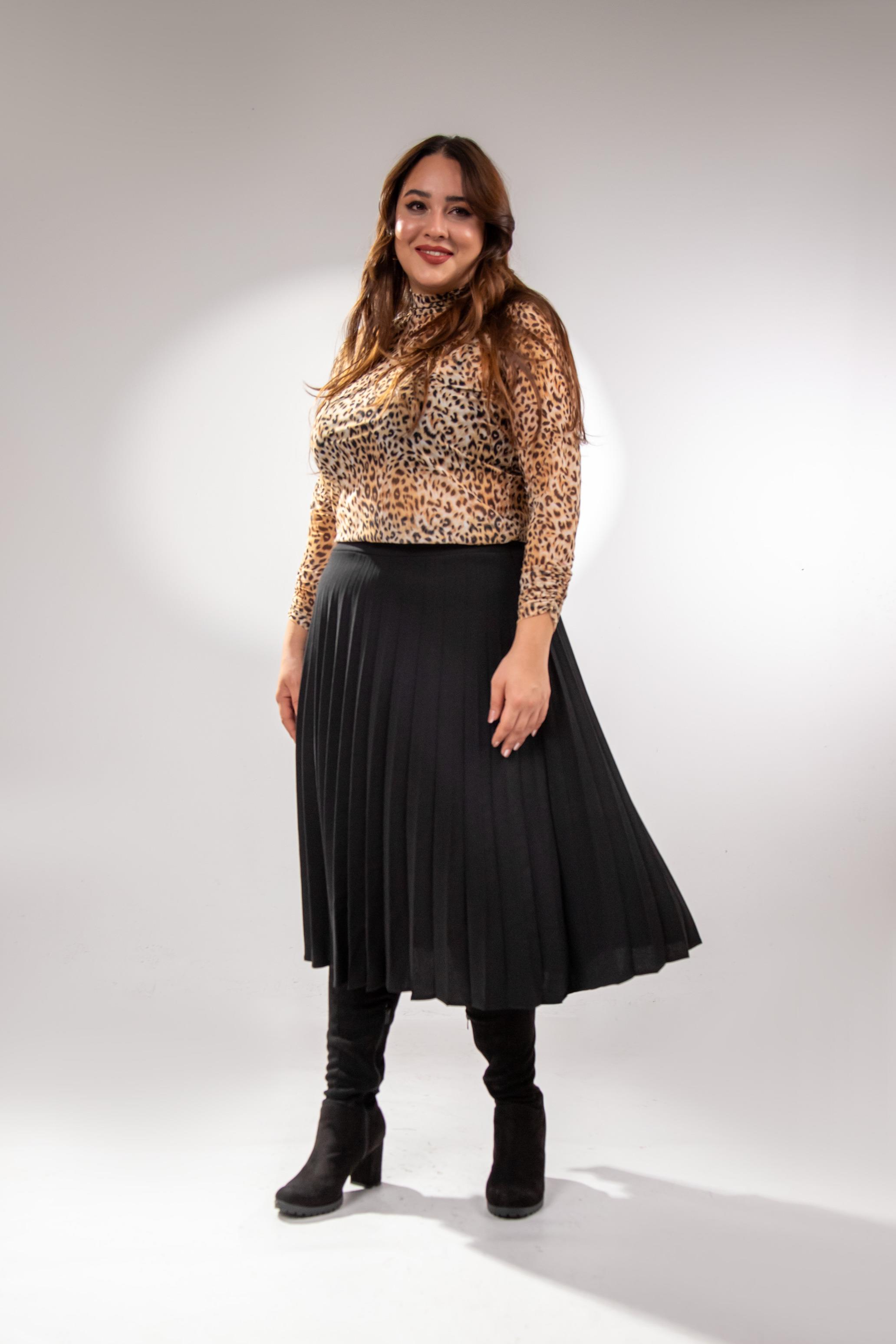 Büyük Beden 2237000 Pliseli Etek Siyah