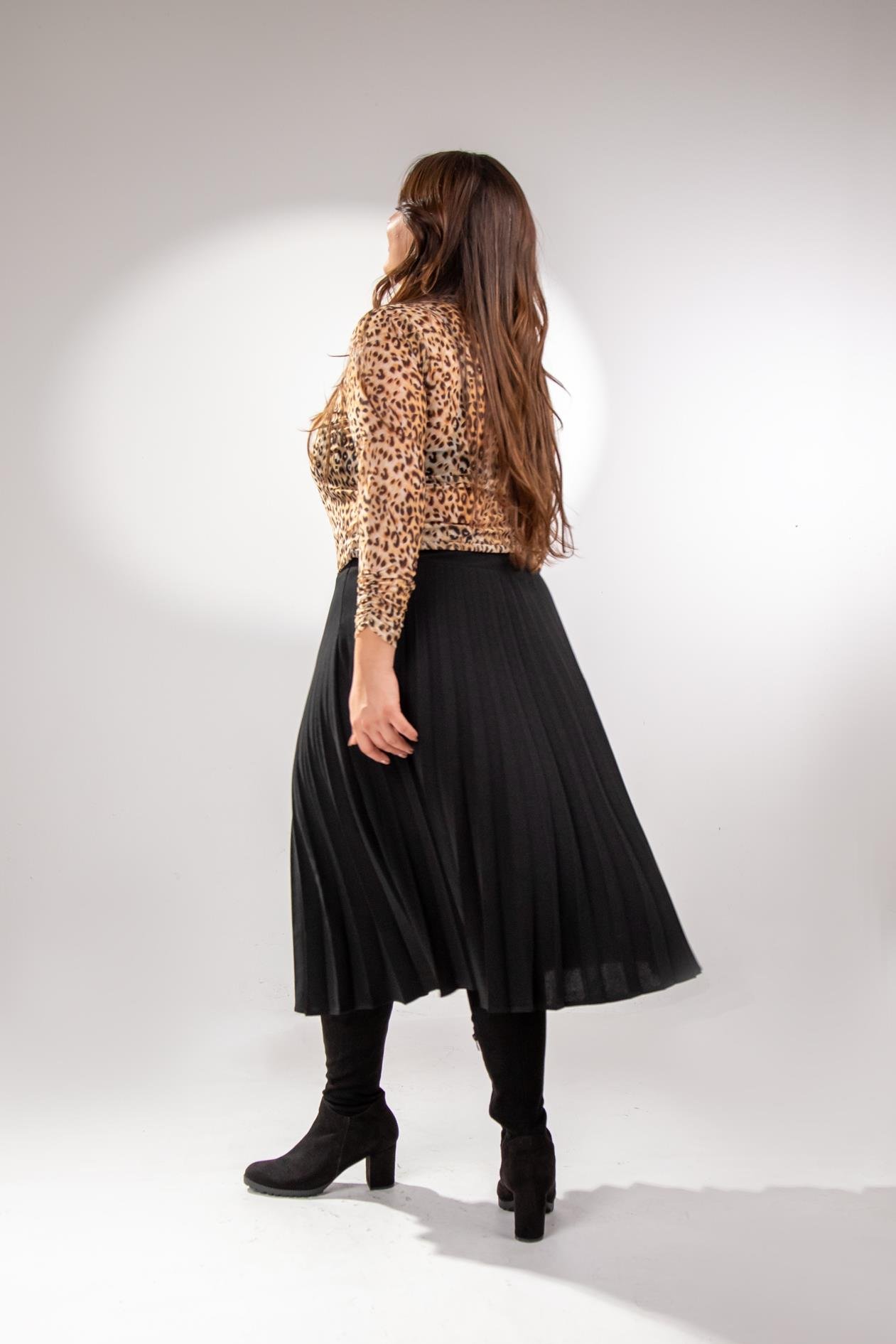 Büyük Beden 2237000 Pliseli Etek Siyah