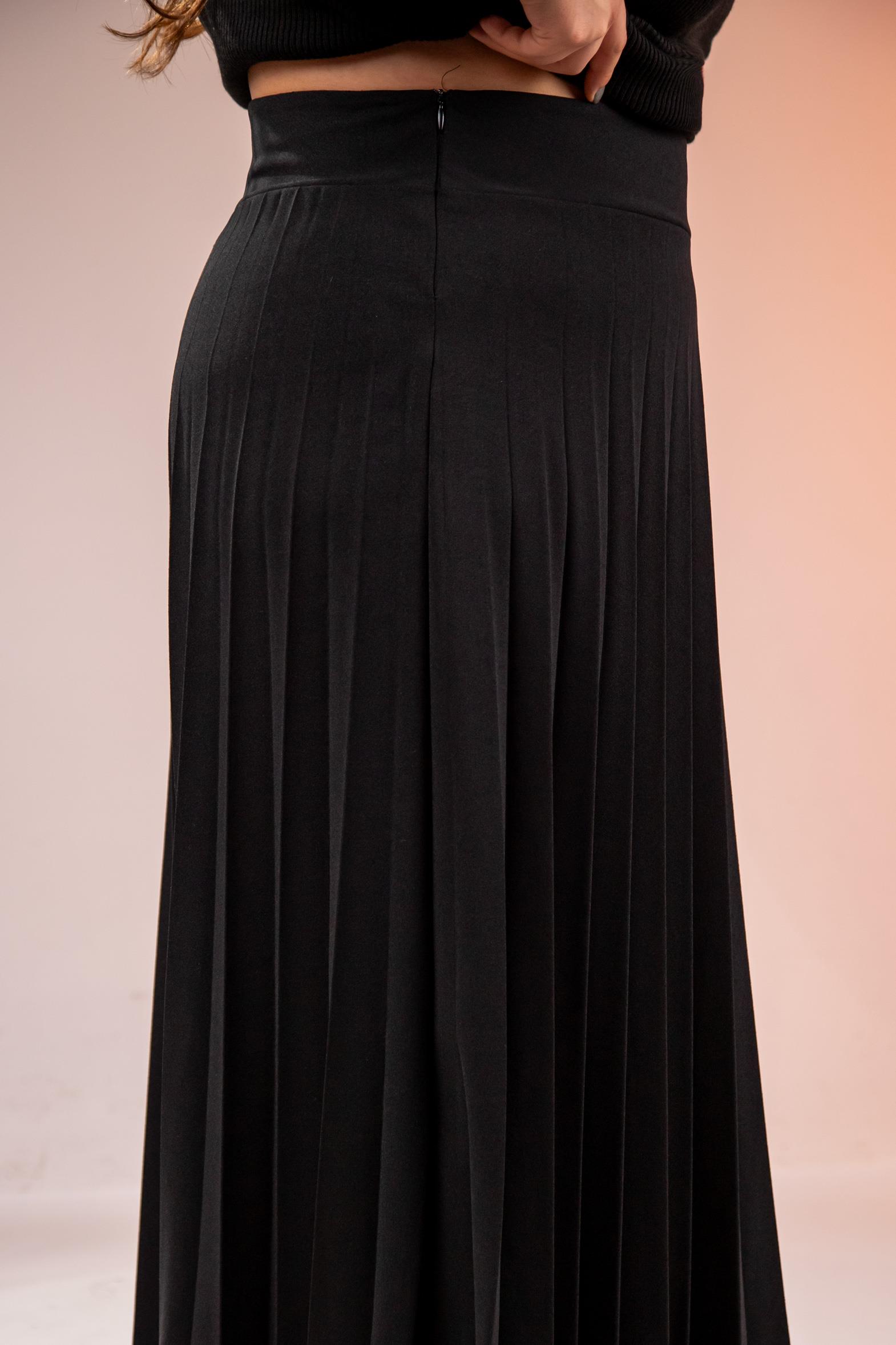 Büyük Beden 2237001 Uzun Piliseli Etek  Siyah