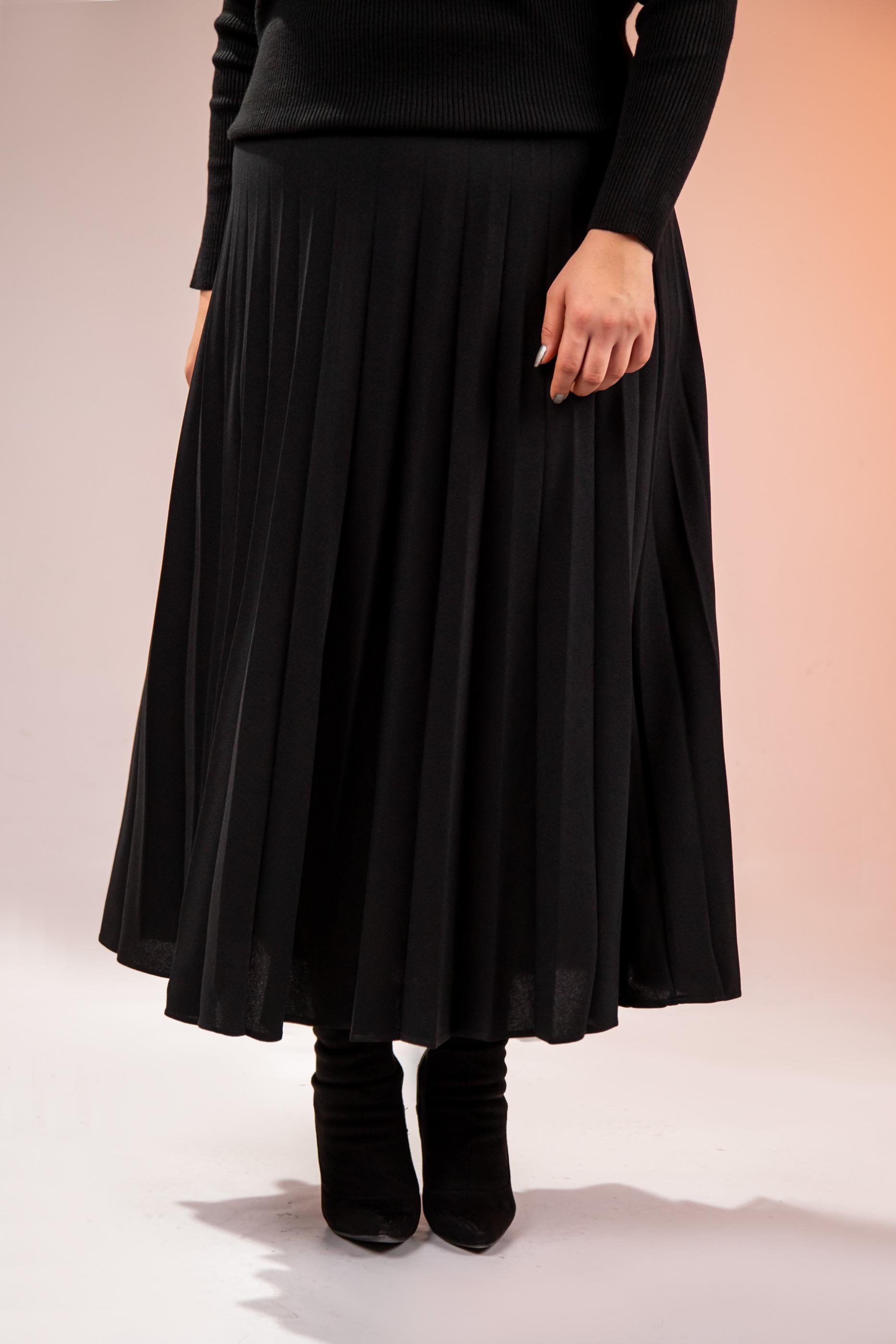 Büyük Beden 2237001 Uzun Piliseli Etek  Siyah