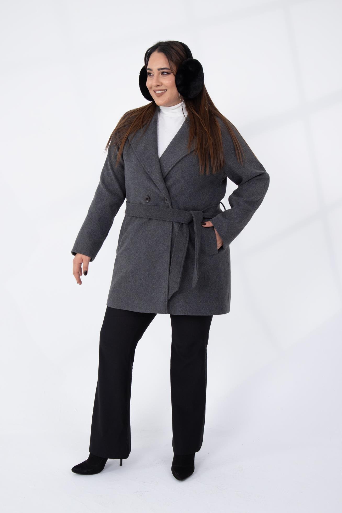 Büyük Beden 2327111 Reglan Kol Kaban  Antrasit