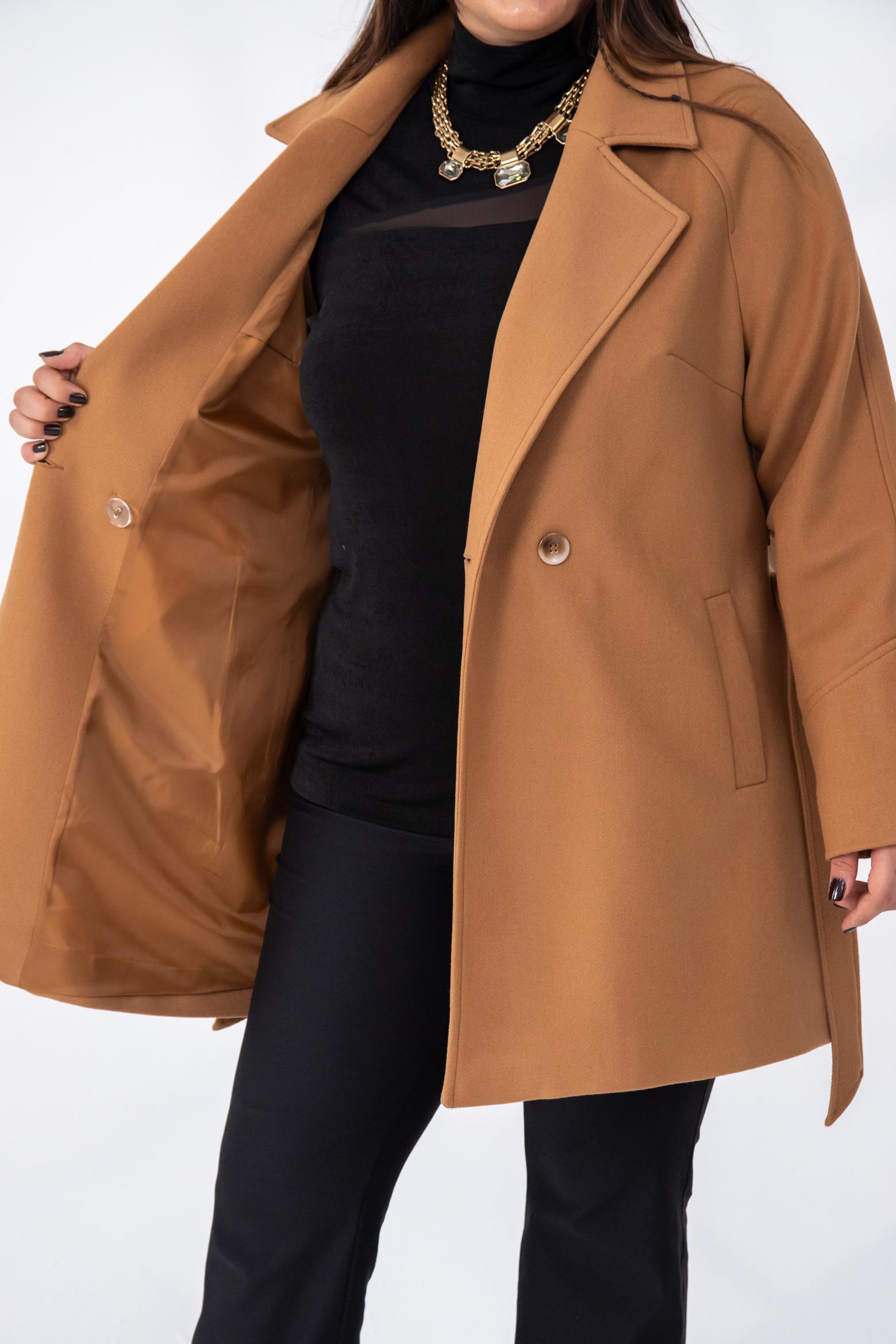 Büyük Beden 2327111 Reglan Kol Kaban  Camel