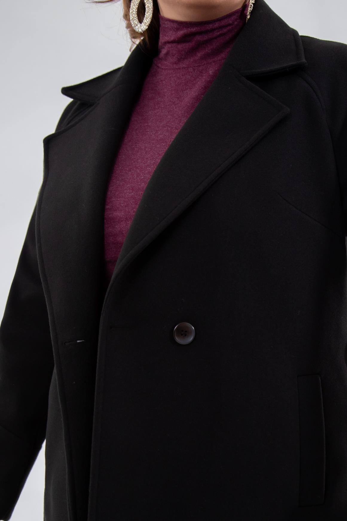 Büyük Beden 2327111 Reglan Kol Kaban  Siyah