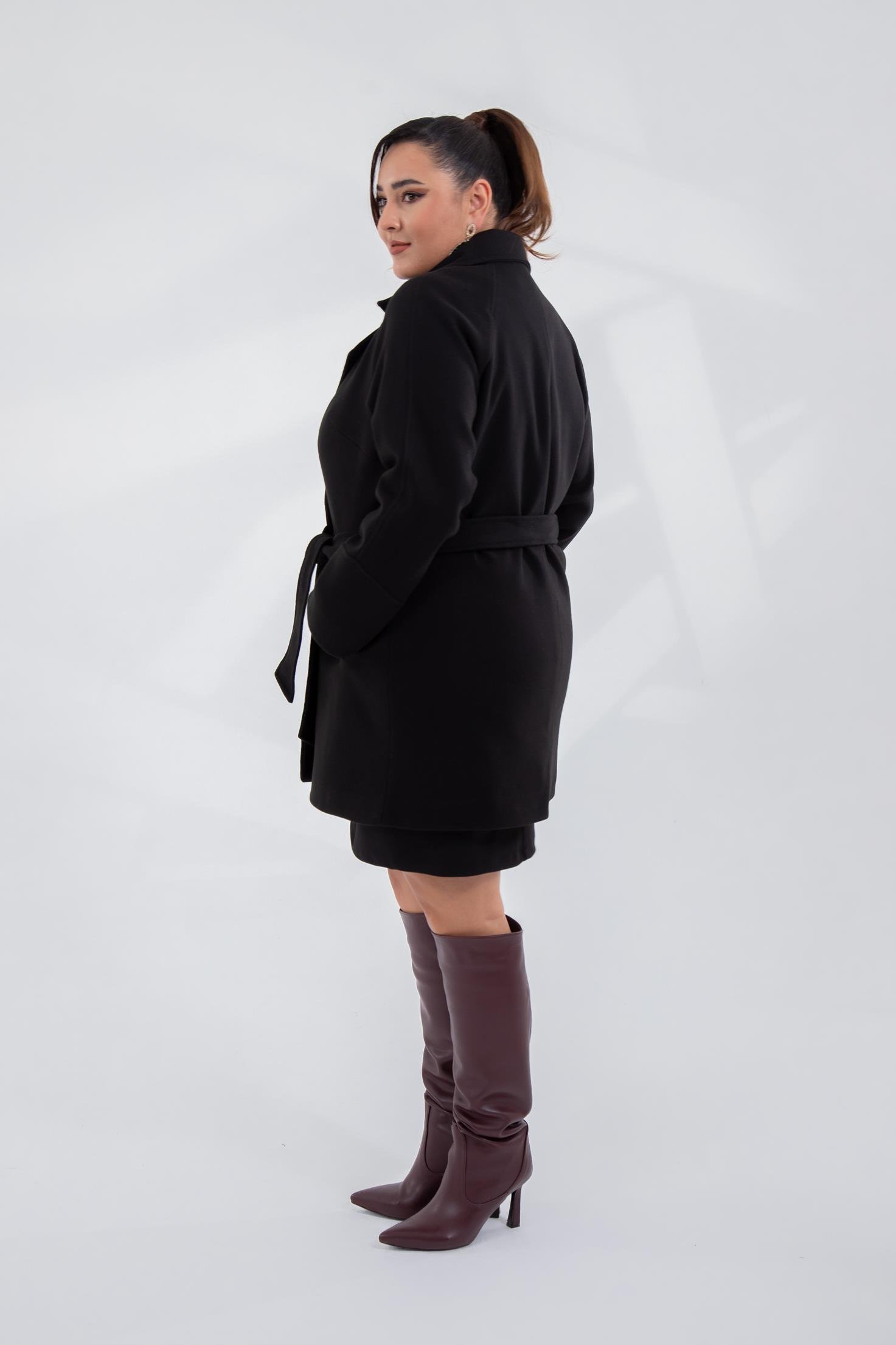 Büyük Beden 2327111 Reglan Kol Kaban  Siyah