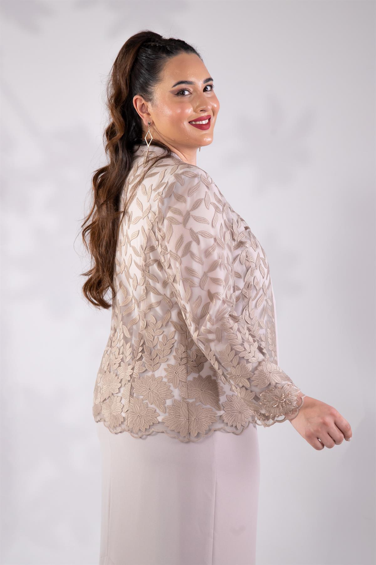 Büyük Beden 2420761 İkili Abiye Takım  Vizon