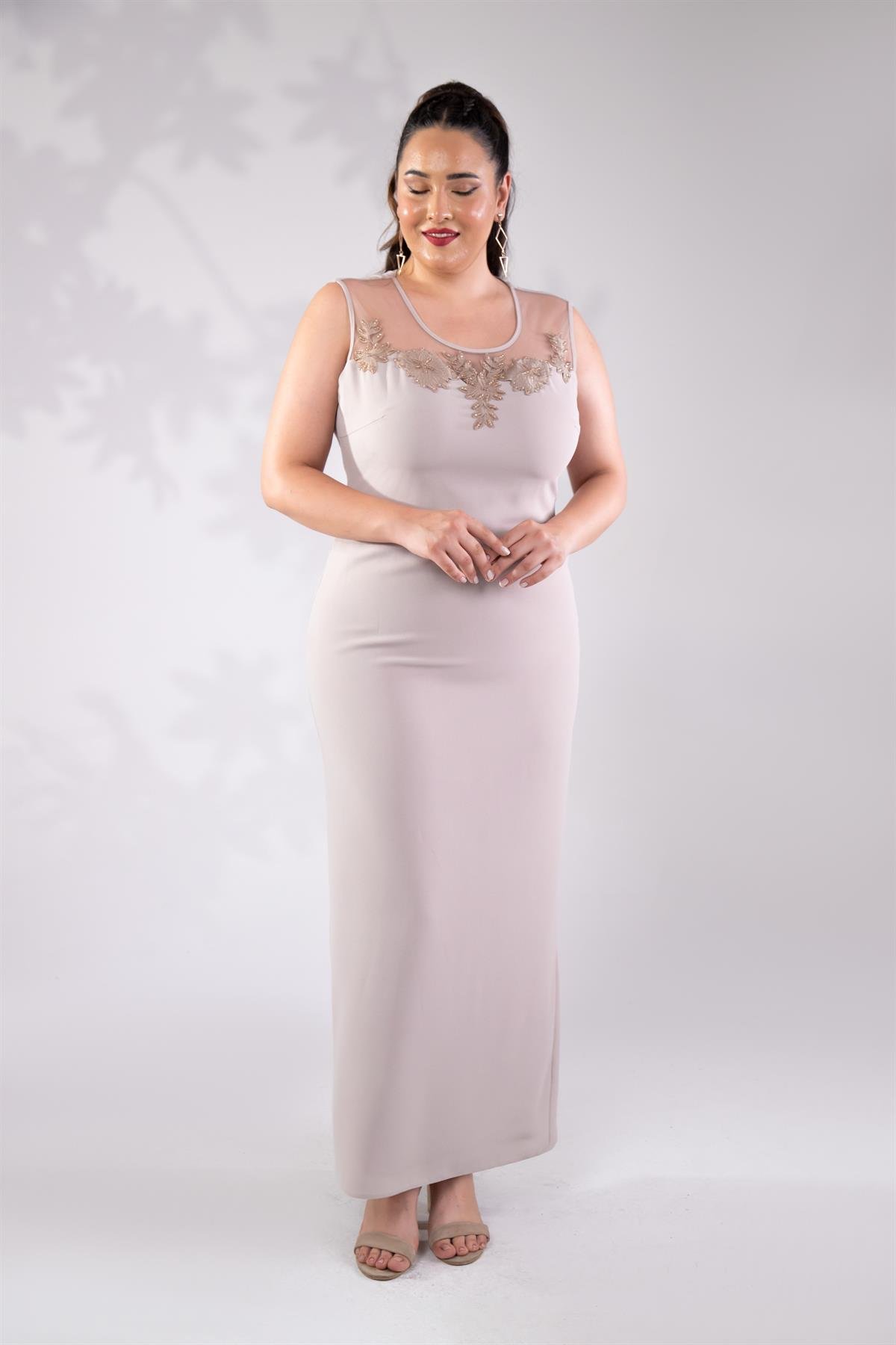 Büyük Beden 2420761 İkili Abiye Takım  Vizon