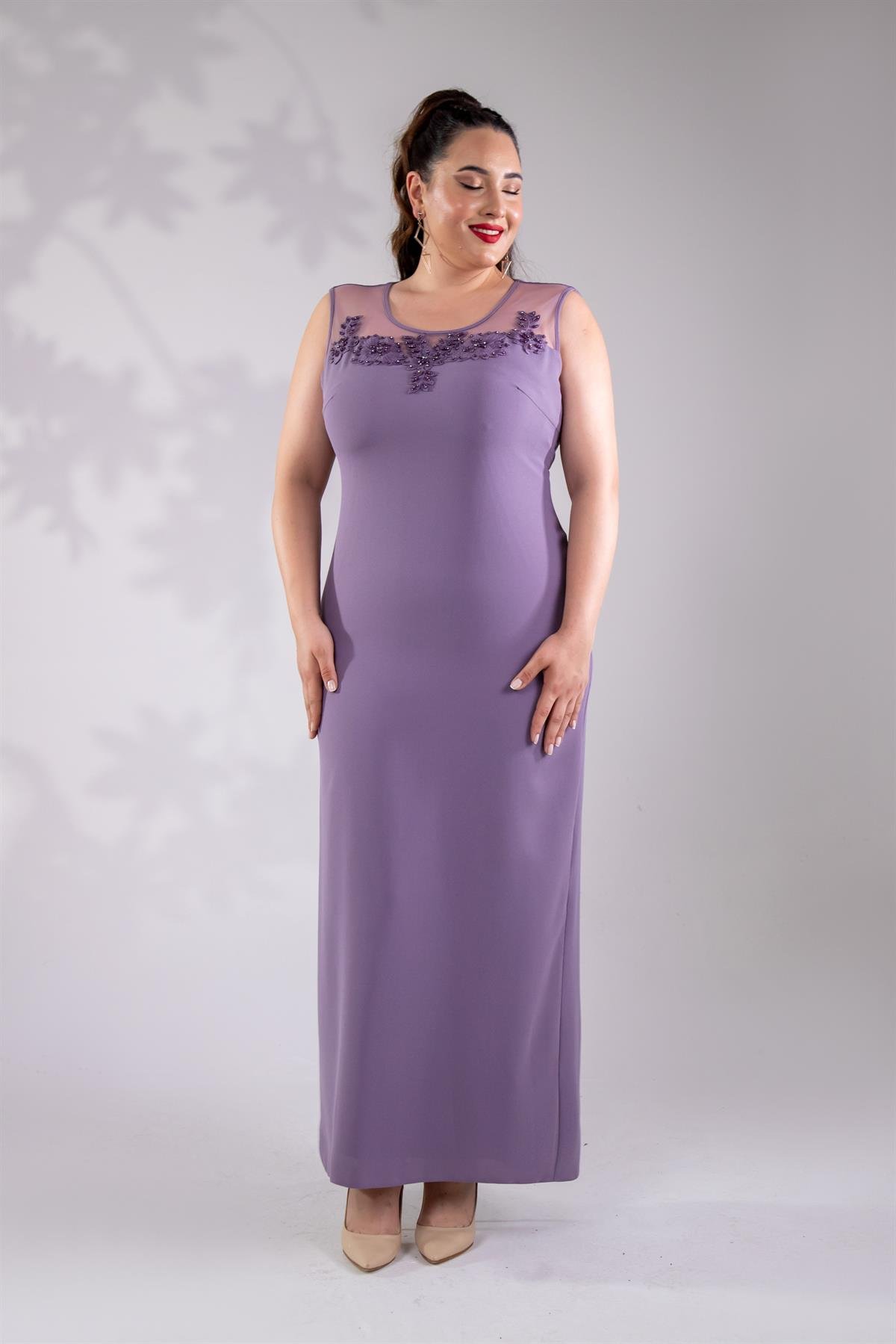 Büyük Beden 2420761 İkili Abiye Takım  Lila