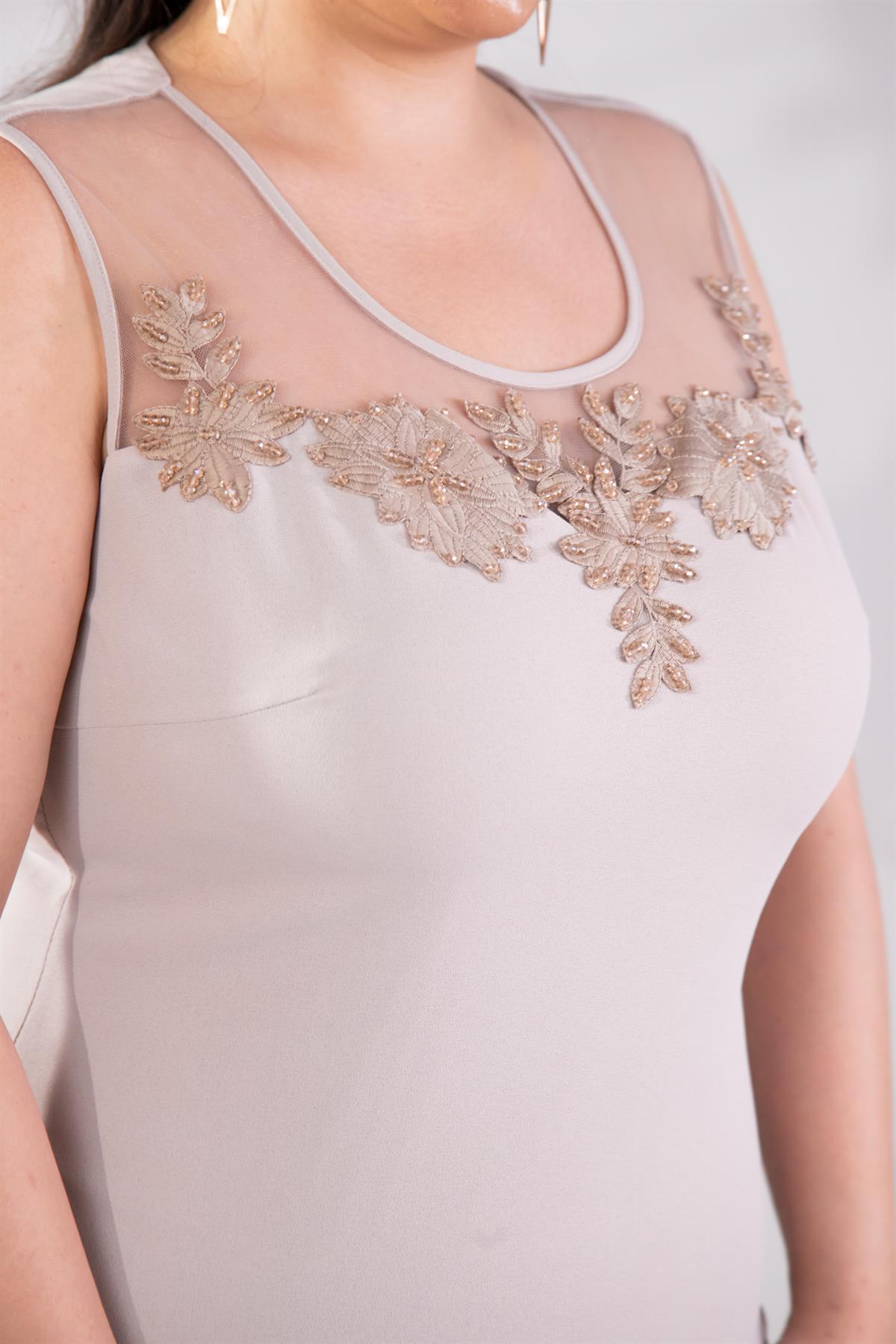 Büyük Beden 2420761 İkili Abiye Takım  Vizon