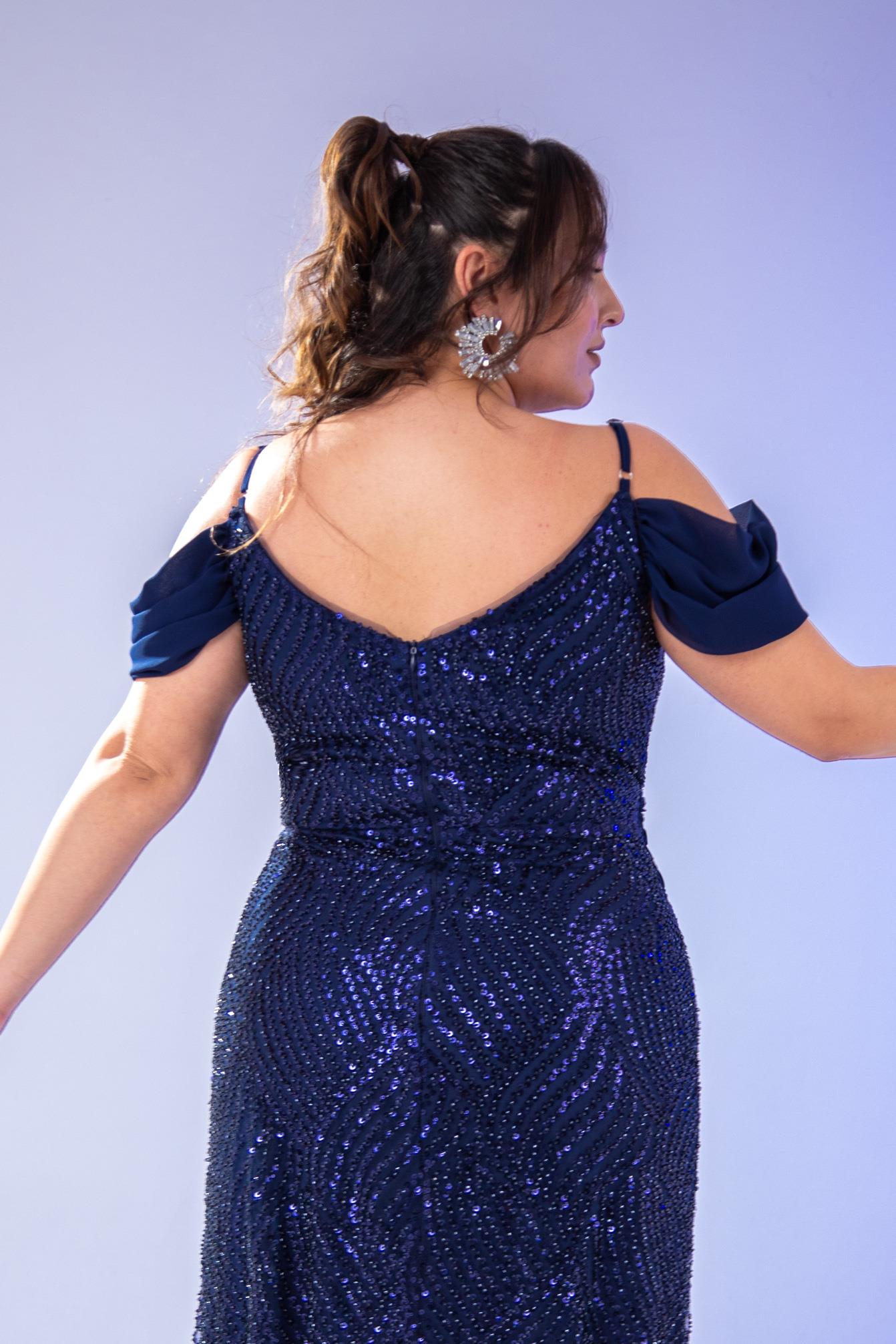 Büyük Beden 24220471 Uzun Abiye   Lacivert