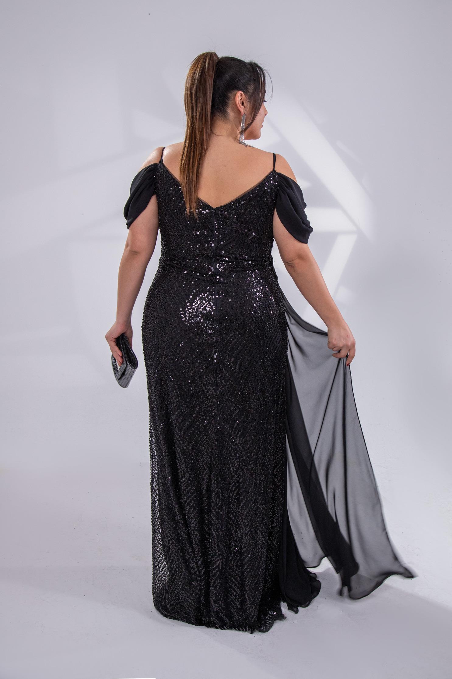 Büyük Beden 24220471 Uzun Abiye   Siyah