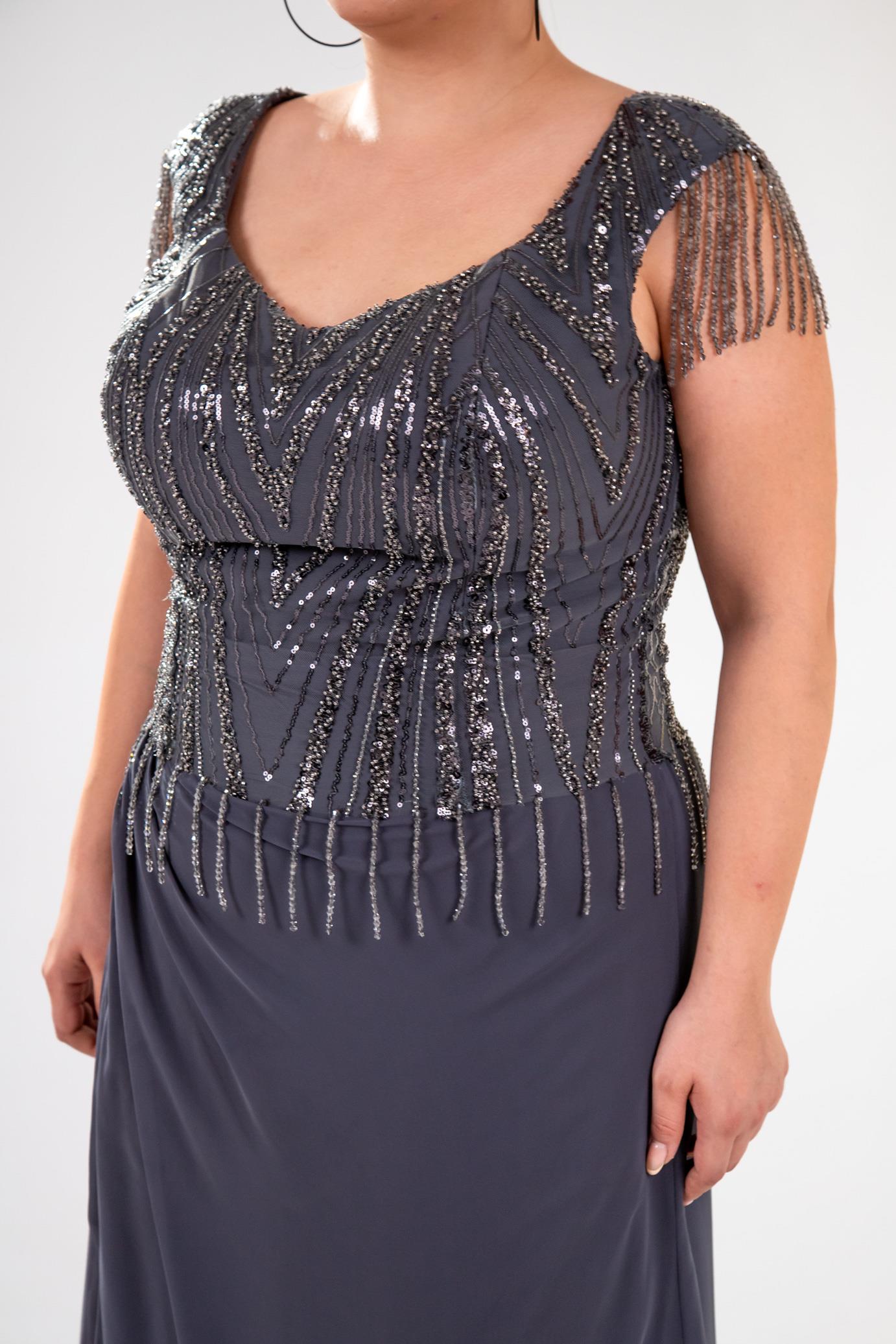 Büyük Beden 24220477 Pul İşlemeli Abiye Antrasit