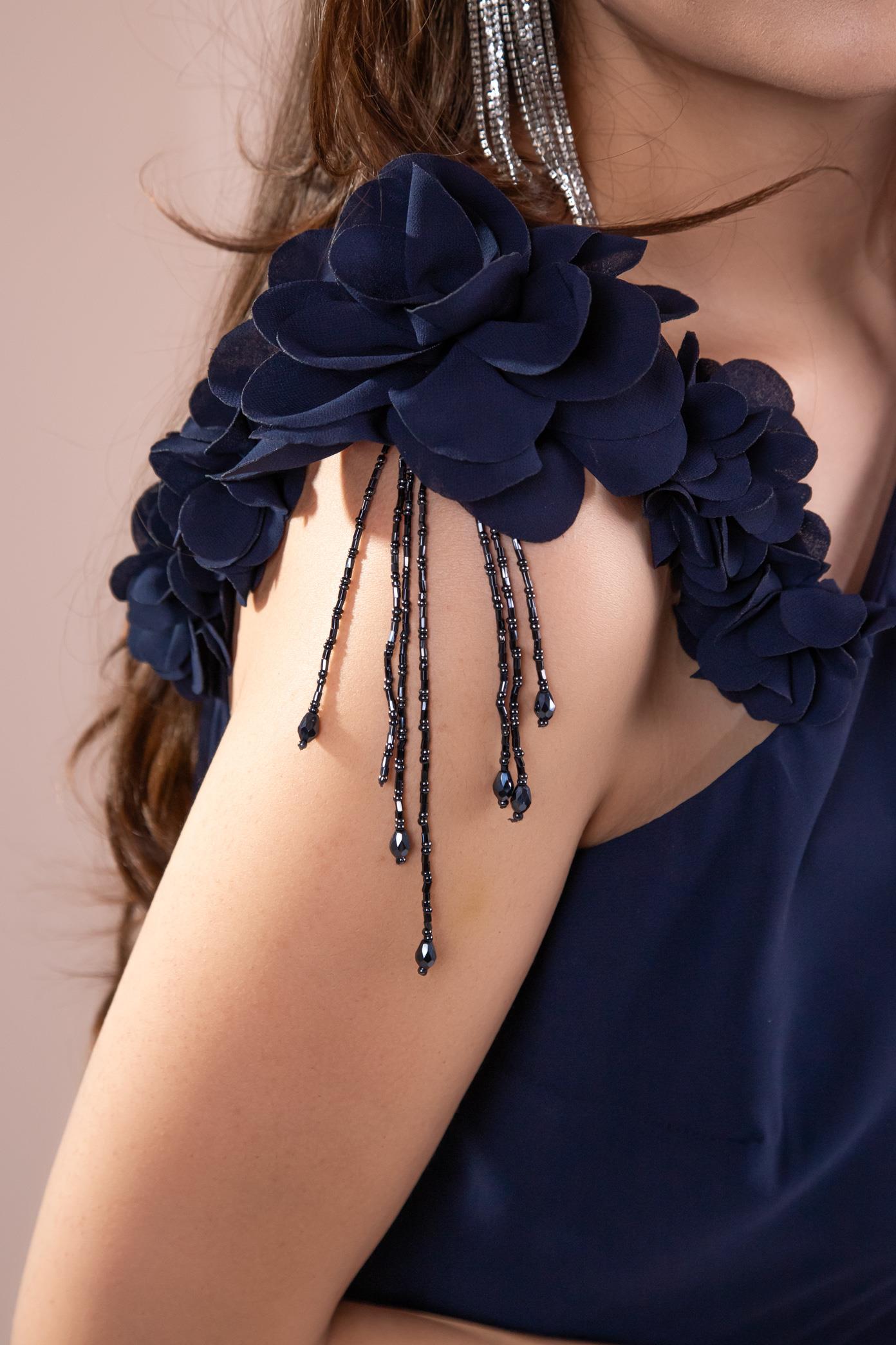 Büyük Beden 2422107 Şifon Tulum Abiye Lacivert