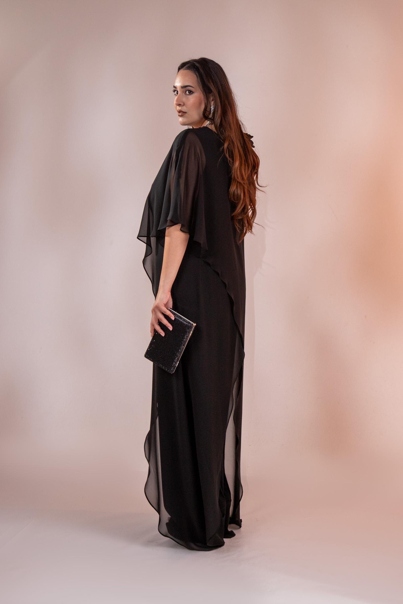 Büyük Beden 2422107 Şifon Tulum Abiye Siyah