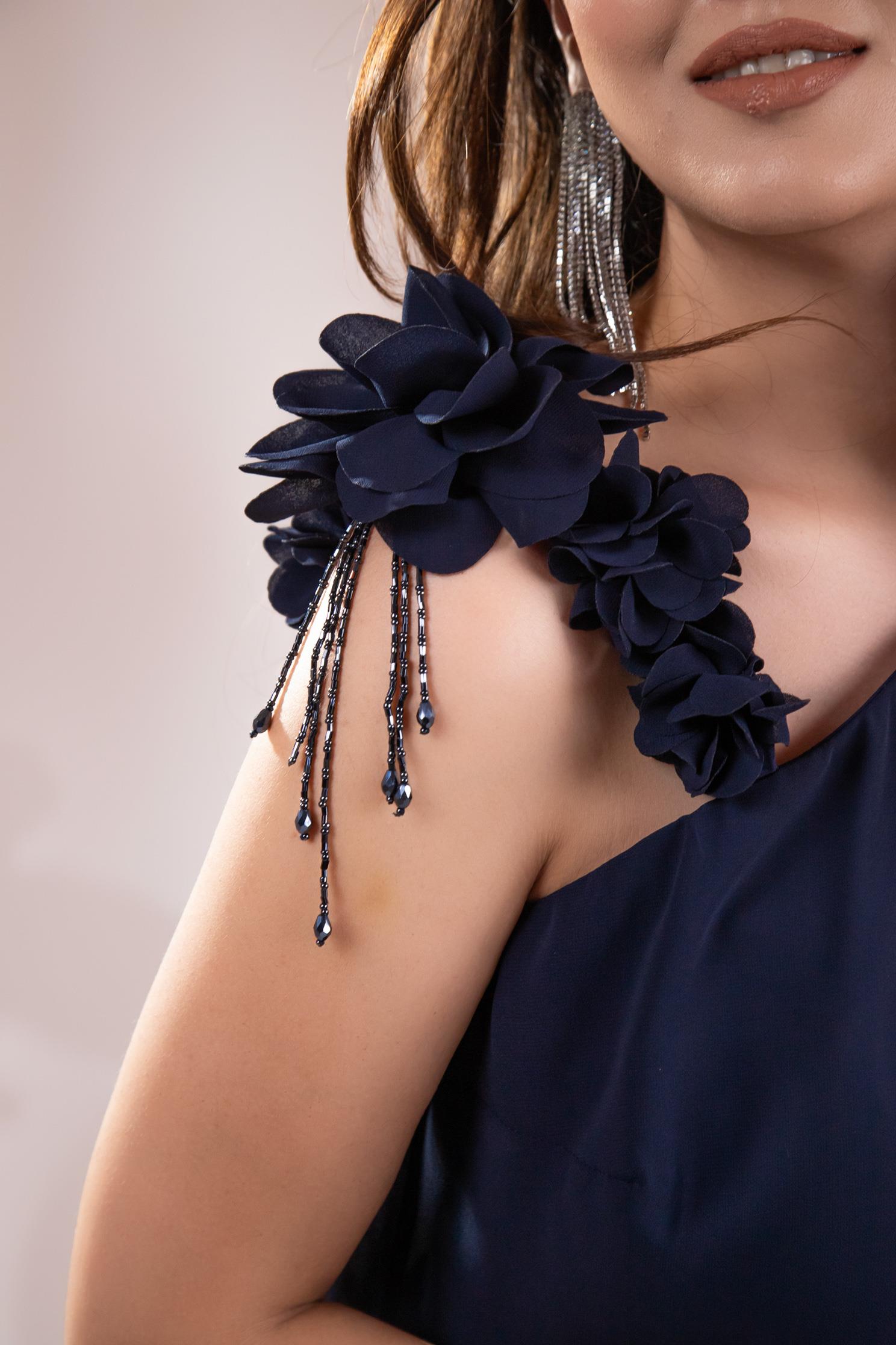 Büyük Beden 2422107 Şifon Tulum Abiye Lacivert