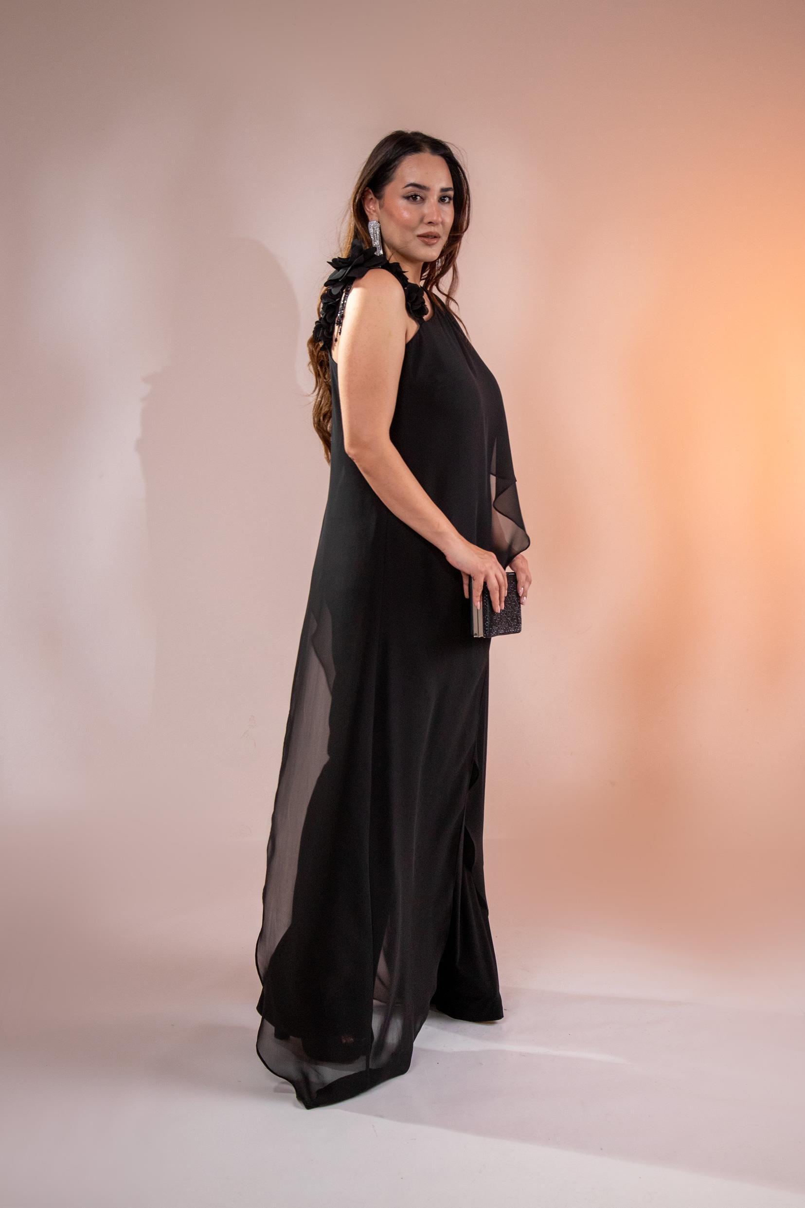 Büyük Beden 2422107 Şifon Tulum Abiye Siyah