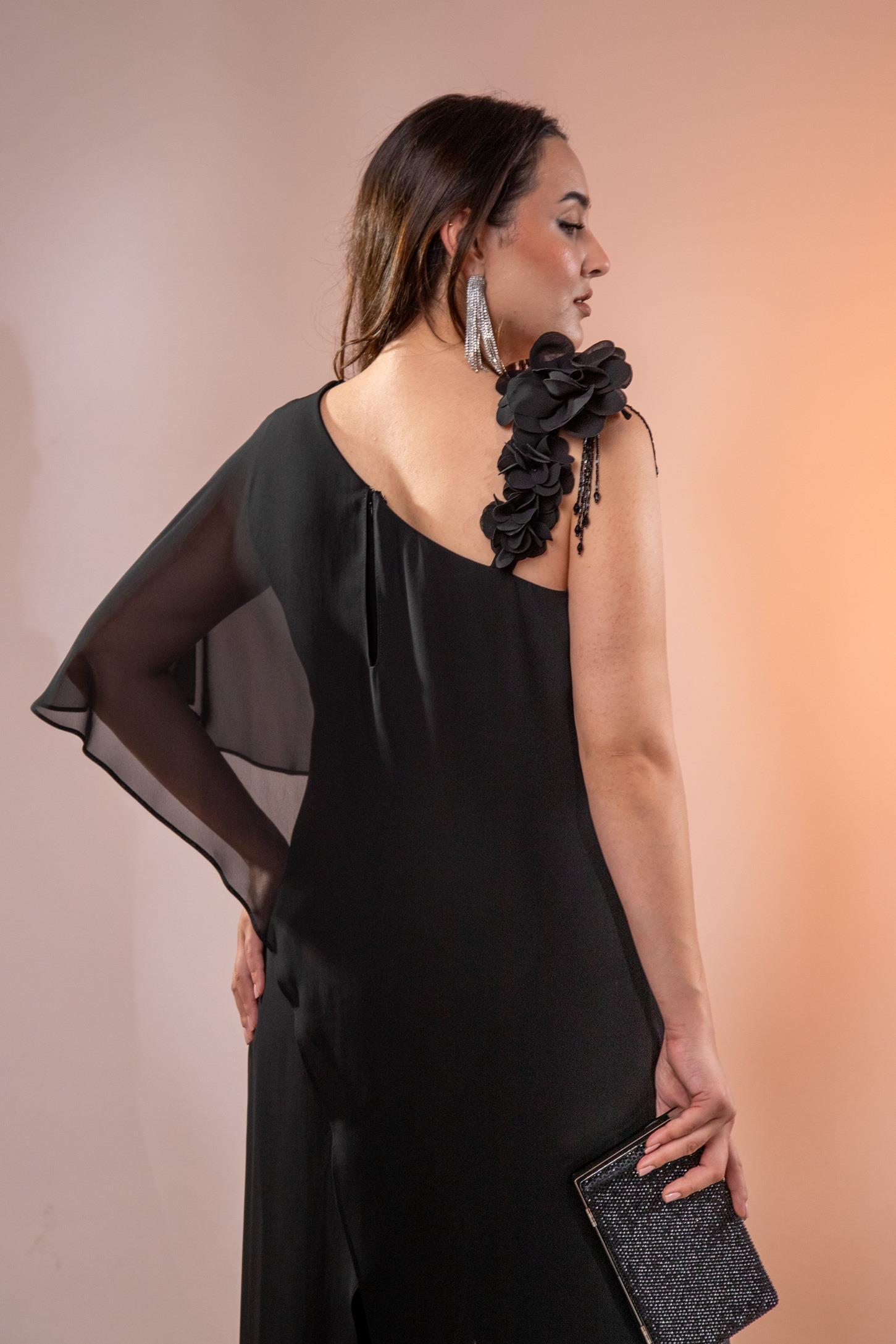 Büyük Beden 2422107 Şifon Tulum Abiye Siyah