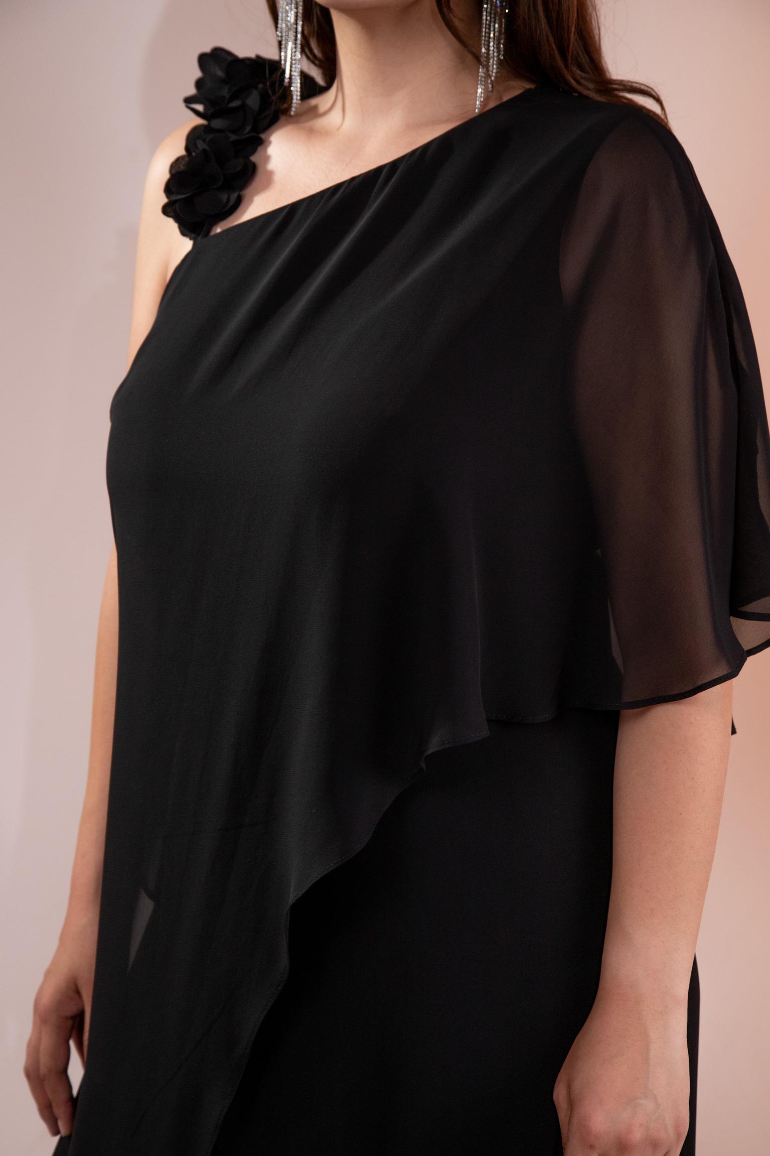 Büyük Beden 2422107 Şifon Tulum Abiye Siyah