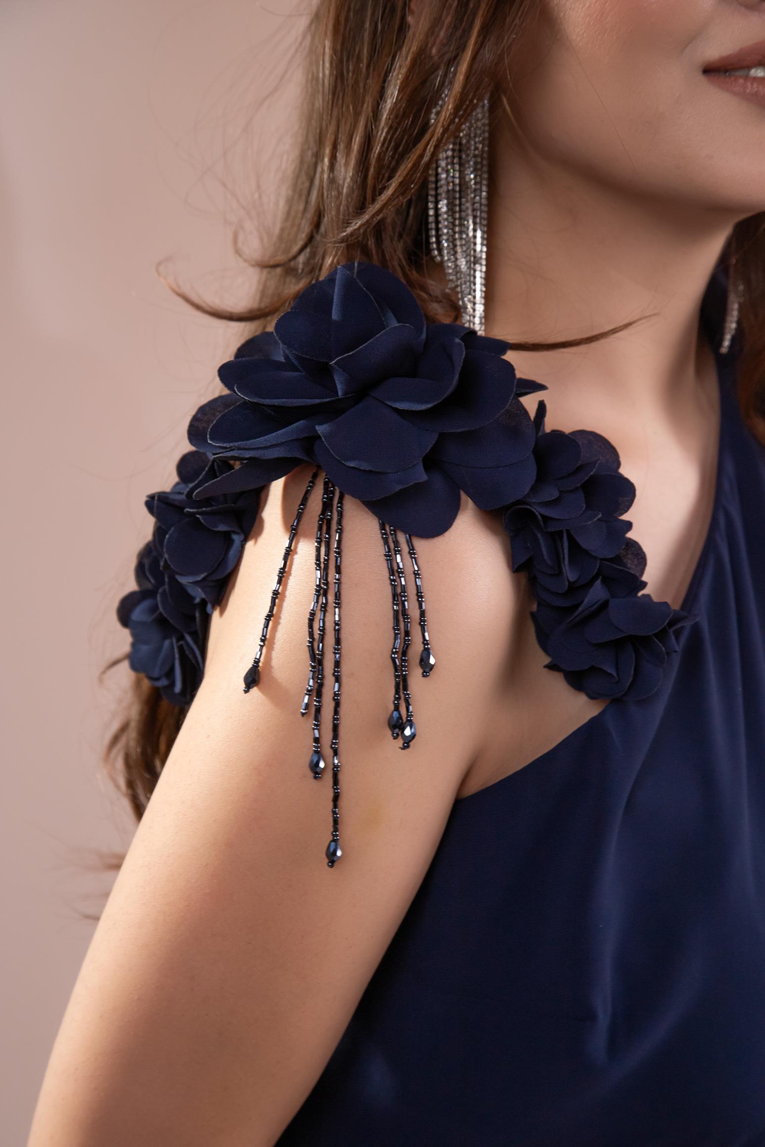 Büyük Beden 2422107 Şifon Tulum Abiye Lacivert