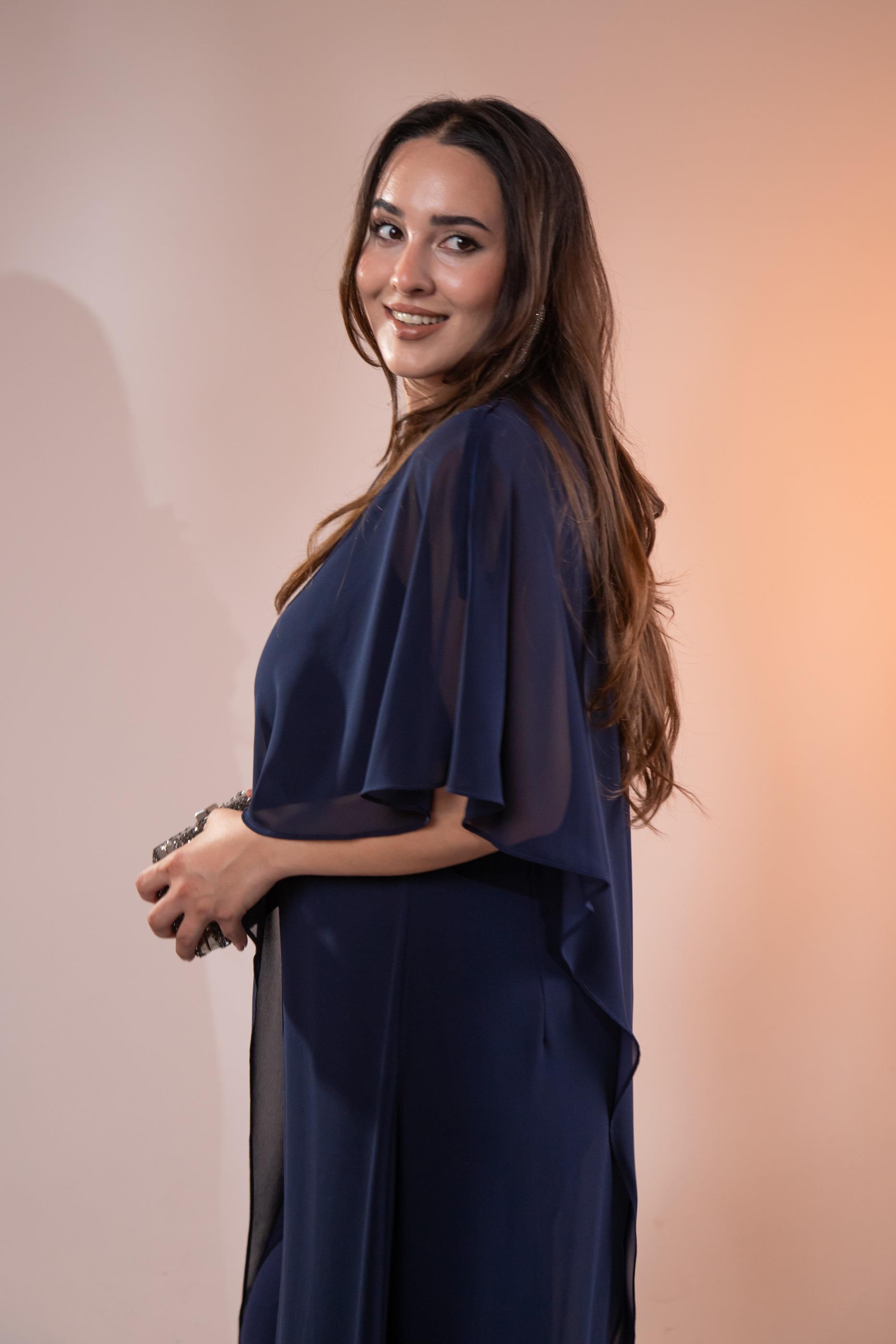 Büyük Beden 2422107 Şifon Tulum Abiye Lacivert