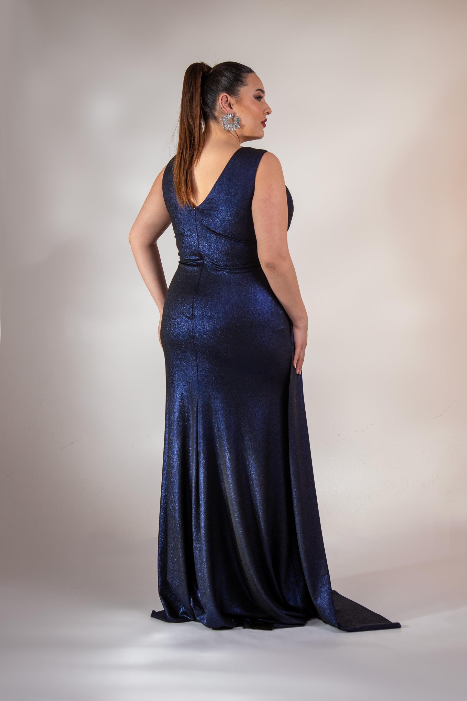 Büyük Beden 2422511 Kruvaze Yaka Abiye Lacivert