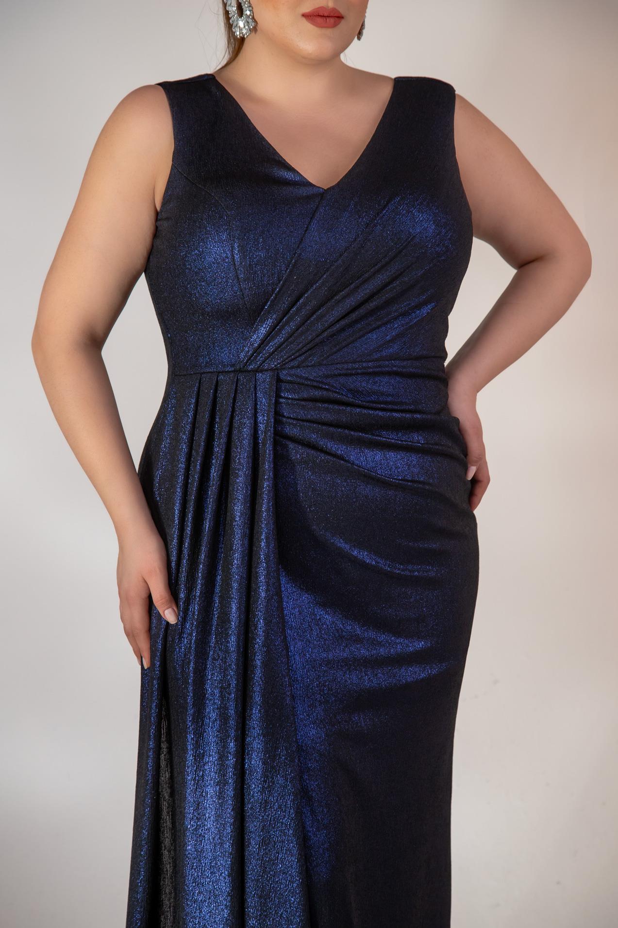 Büyük Beden 2422511 Kruvaze Yaka Abiye Lacivert