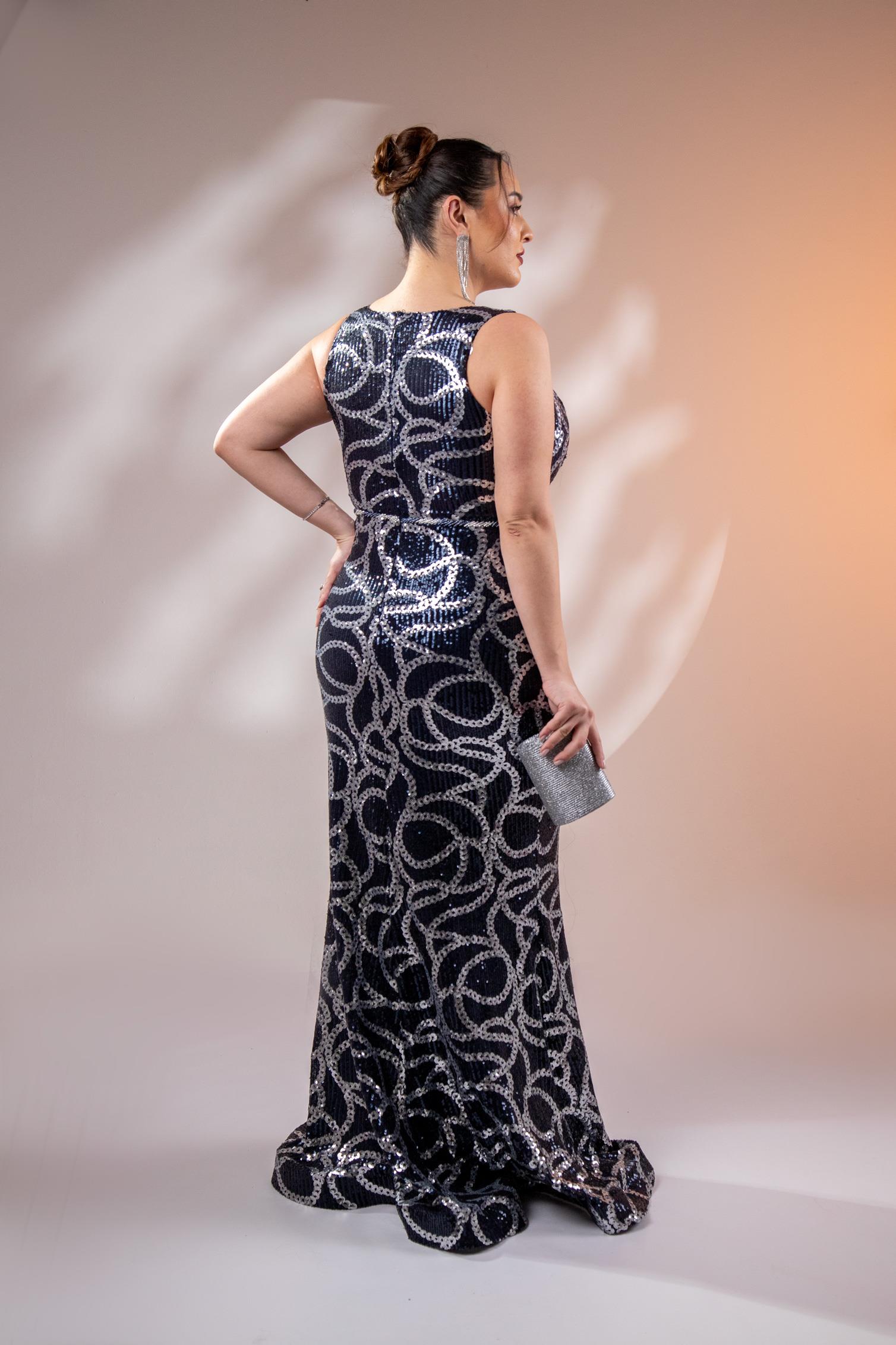 Büyük Beden 2422521 Kolsuz Uzun Abiye  Lacivert