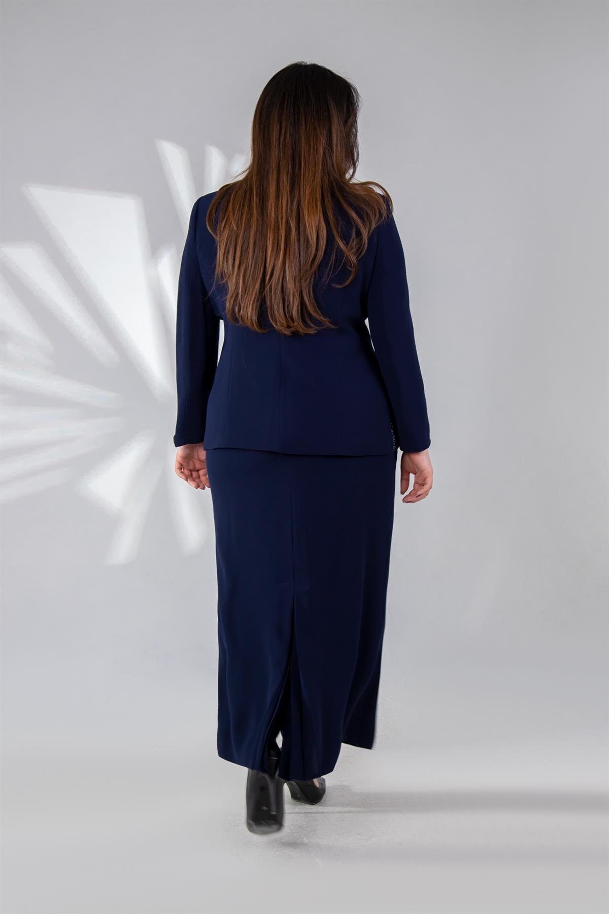 Büyük Beden 242625 Ceket Etek Abiye Takım  Lacivert